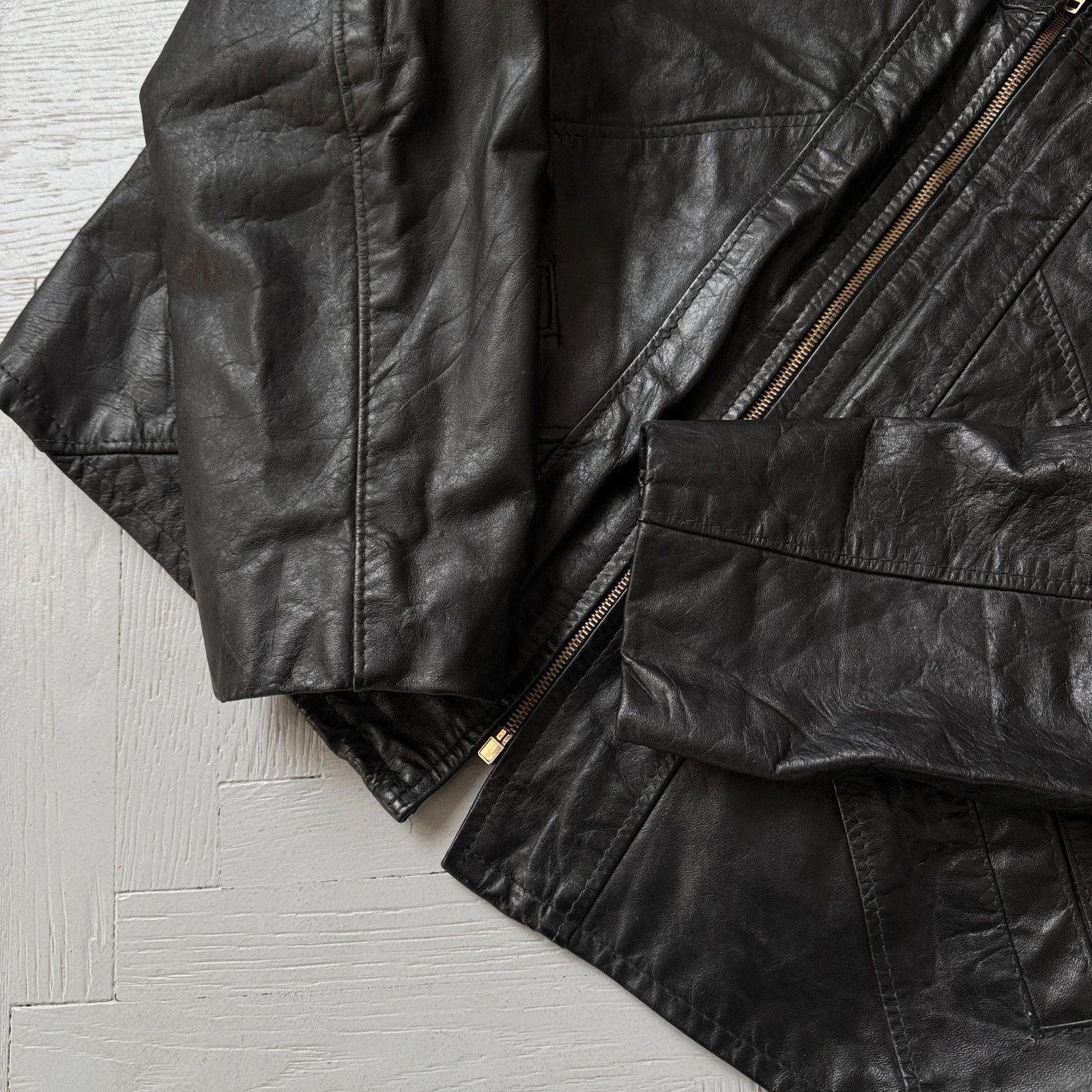 The Leather Shop Vintage Real Leather Collared Gangster Jacket Size US M / EU 48-50 / 2 - 5 Thumbnail
