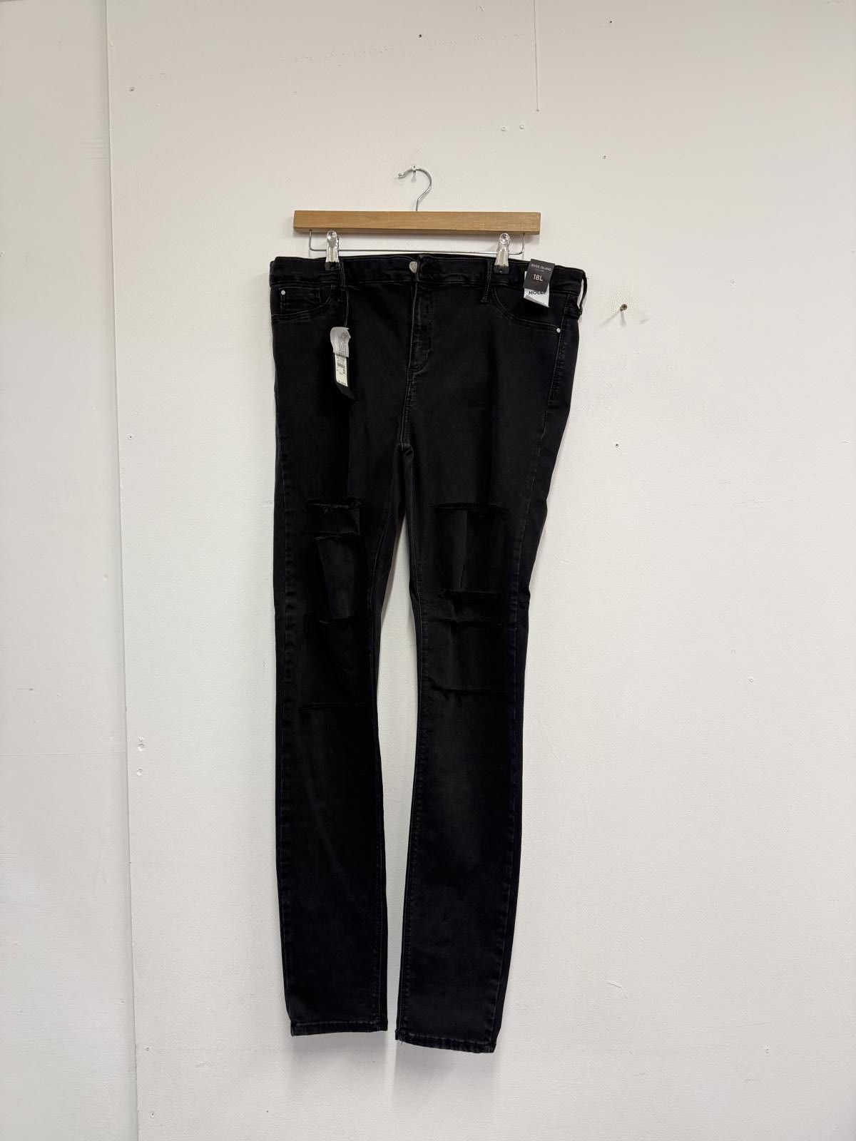 River Island River Island Black Ripped Skinny Jeans Size 18 Size US 32 / EU 48 - 1 Thumbnail
