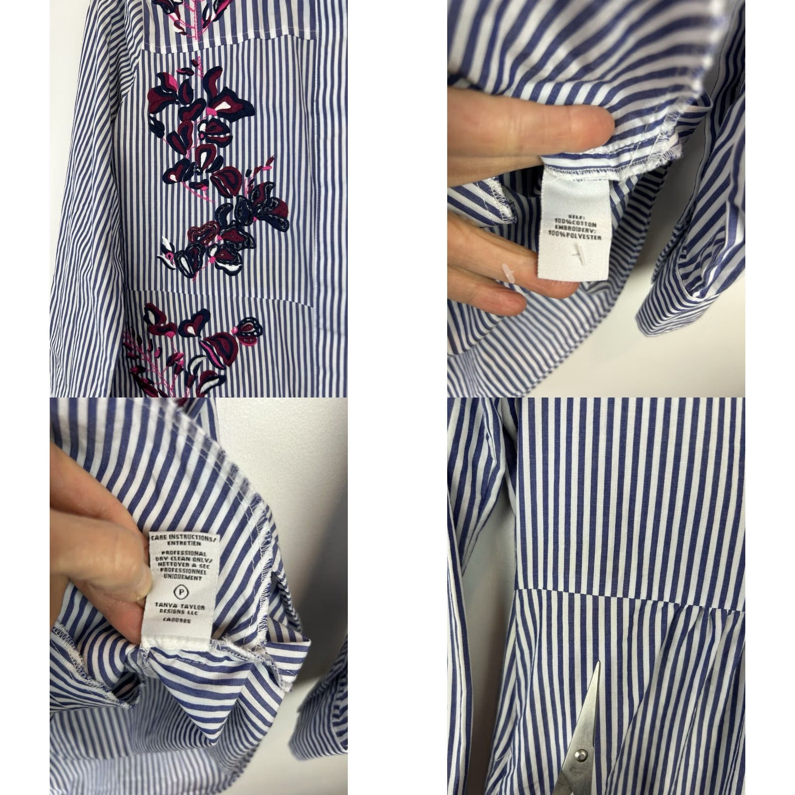 Tanya Taylor Tanya Taylor Shirt Dress Womens Cotton Blend Embroidered Eyelet Short Sleeve A-Line Casual Navy Nautical White 2 Mens? Size XS / US 0-2 / IT 36-38 - 8 Thumbnail