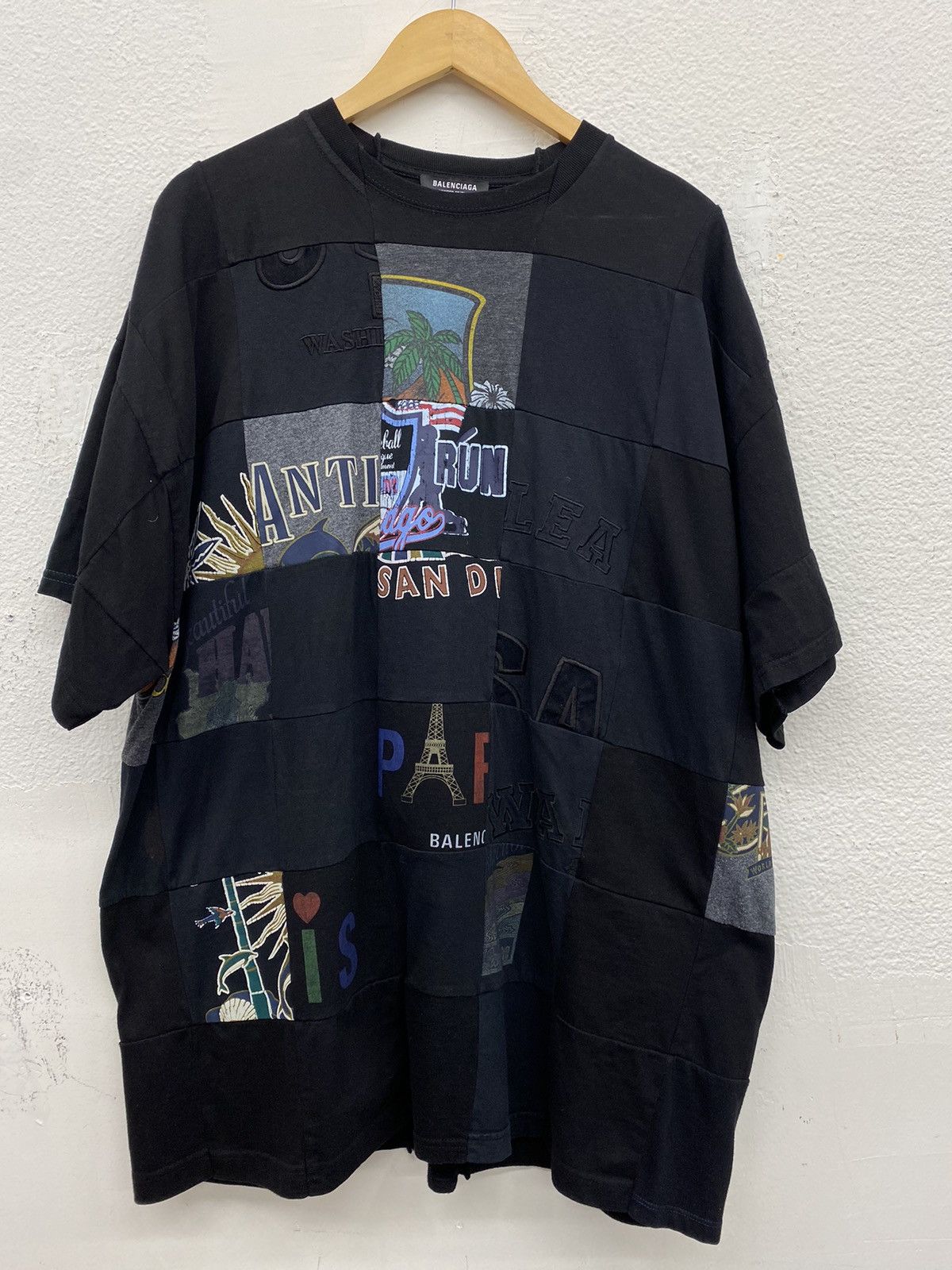 image of Balenciaga Patch Work Limited Edtion T-Shirt in Black, Men's (Size XL)