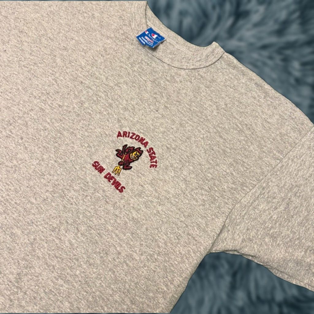 Champion VINTAGE Arizona State Sun Devils Embroidered Logo VTG Shirt Mens XL Champion 90s College Sports Gray Short Sleeve Size US XL / EU 56 / 4 - 1 Thumbnail