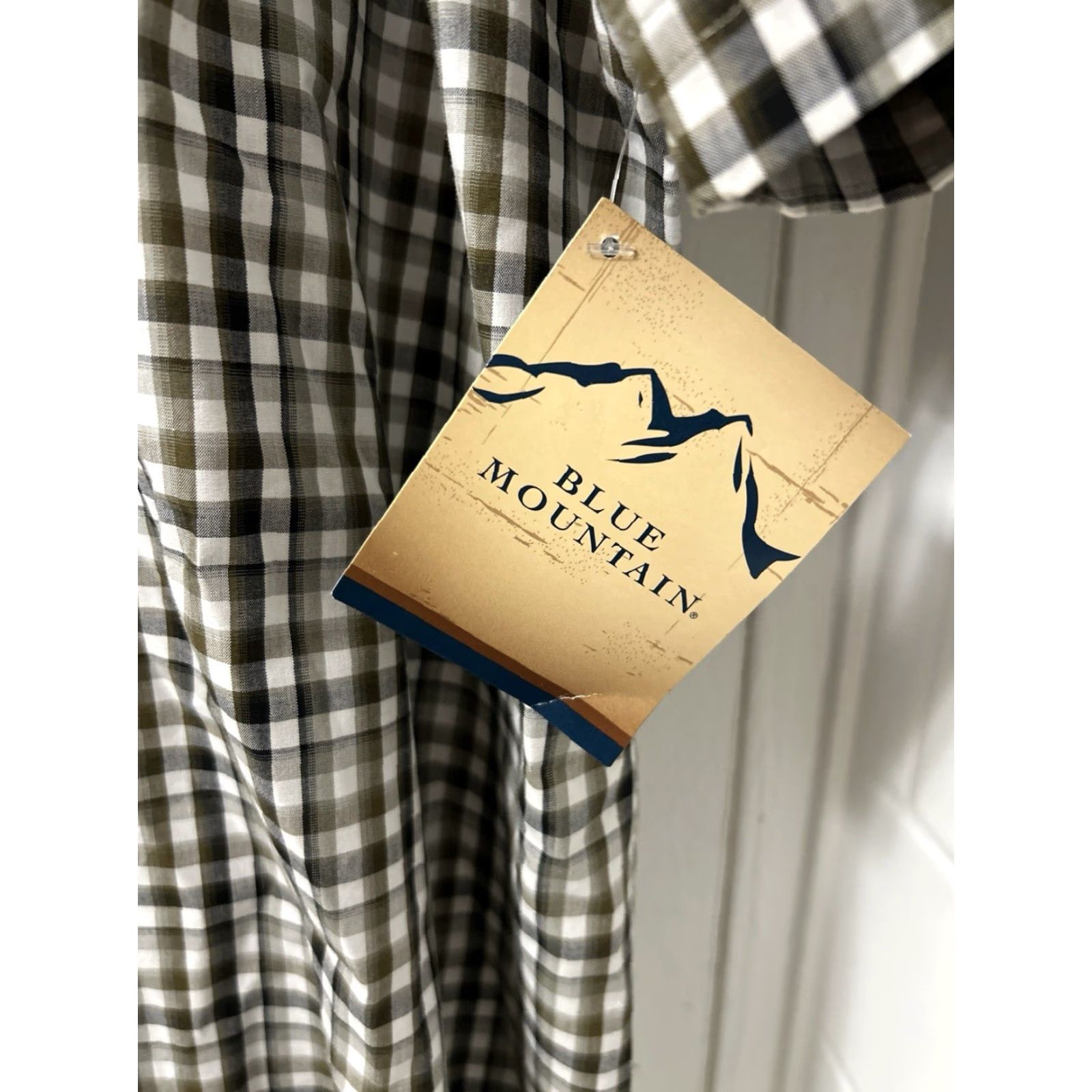 The Mountain Blue Mountain Shirt Mens 2XL Green Oxford Plaid Poplin Button Down Short Sleeve Shirt Size US XXL / EU 58 / 5 - 5 Thumbnail