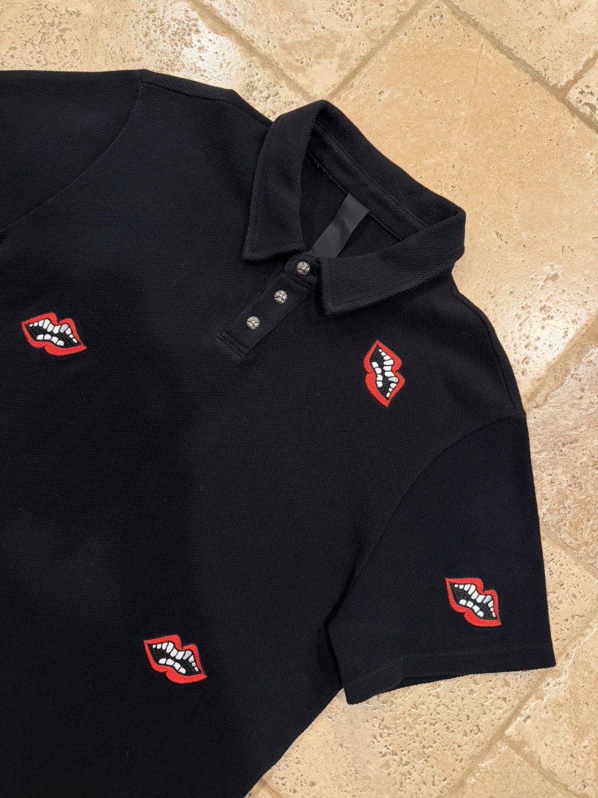 Chrome Hearts Chrome Hearts x Matty Boy Chomper Lips Black Polo Shirt Size US M / EU 48-50 / 2 - 5 Thumbnail