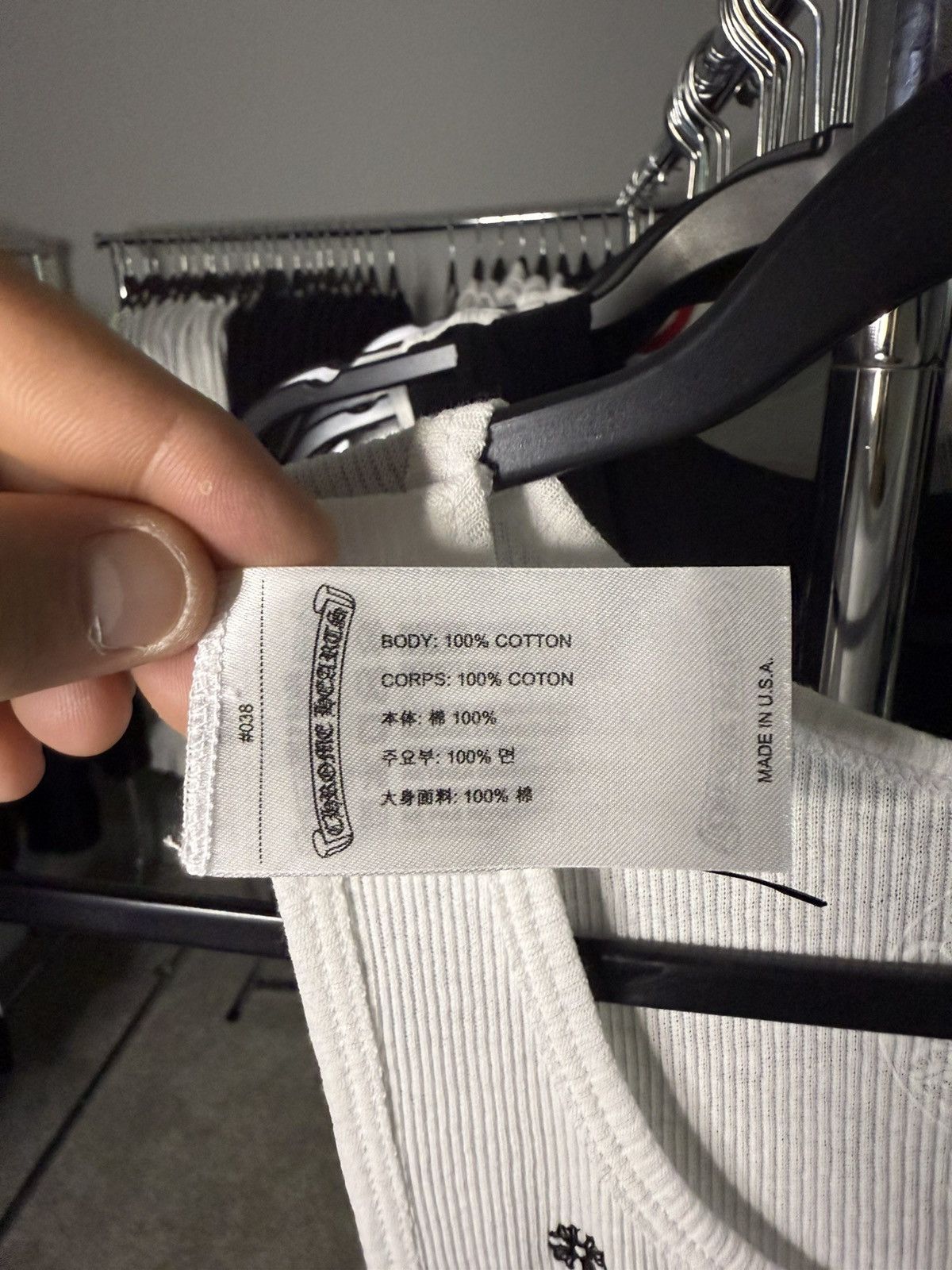 Chrome Hearts Chrome Hearts White Scroll Logo Ribbed Tank Top Size US M / EU 48-50 / 2 - 2 Thumbnail