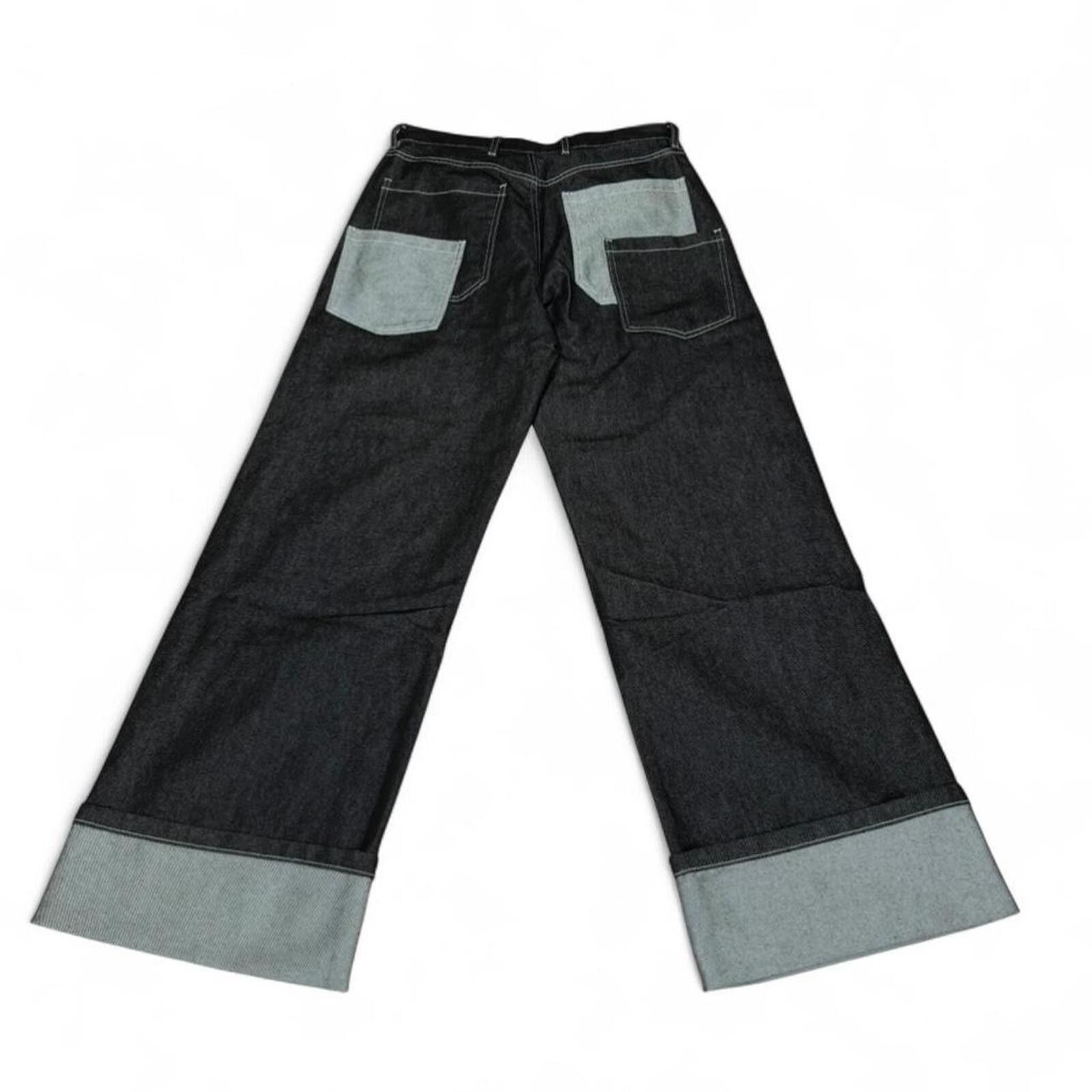 True Religion Black denim double back pockets wide leg jeans Size 31" - 1 Thumbnail