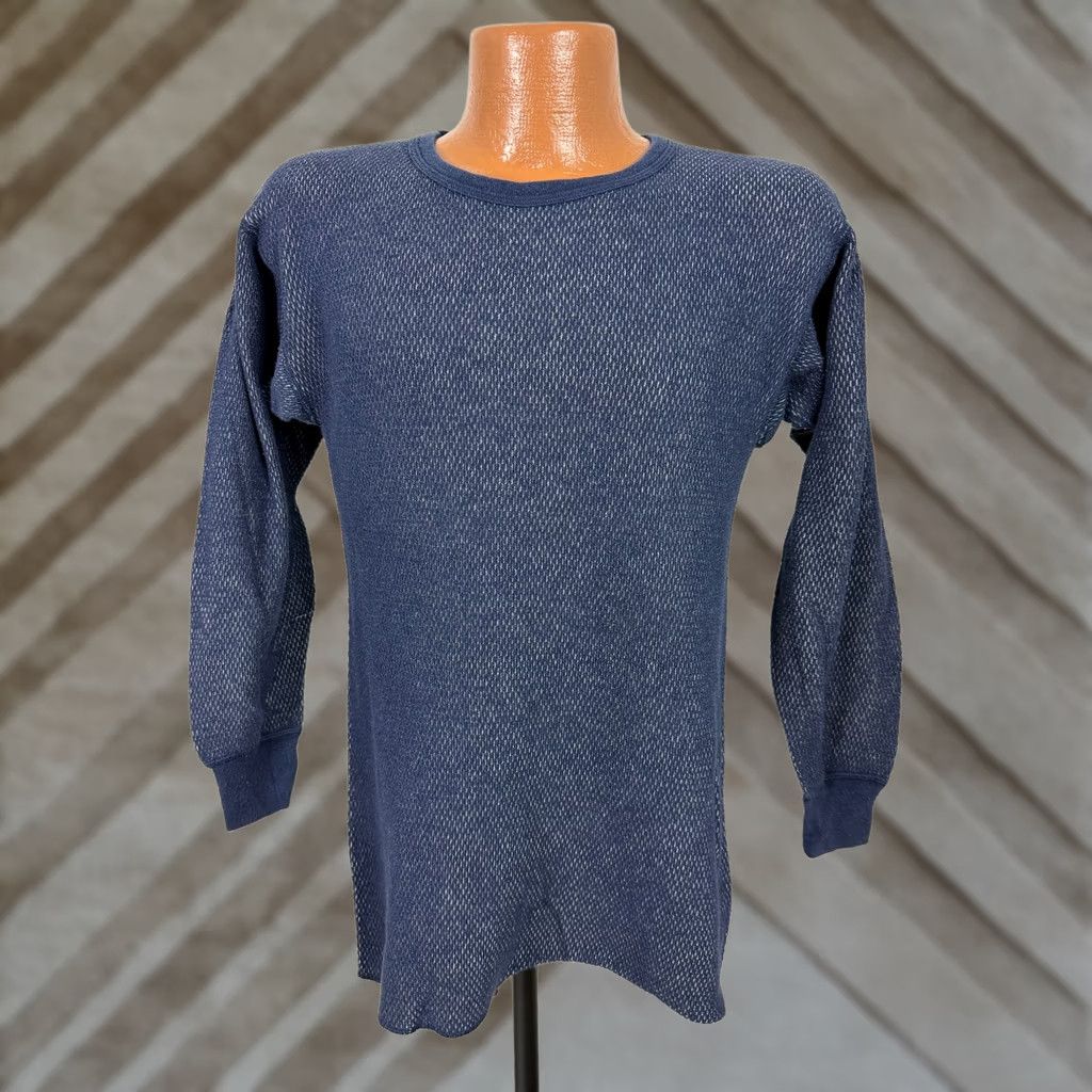 Layer 8 VINTAGE Morgan Mills Waffle-Knit Shirt Men L Navy Thermal Indoor Outdoors 90s Grunge Outdoor Pale Blue Mens XL? Size US L / EU 52-54 / 3 - 1 Thumbnail