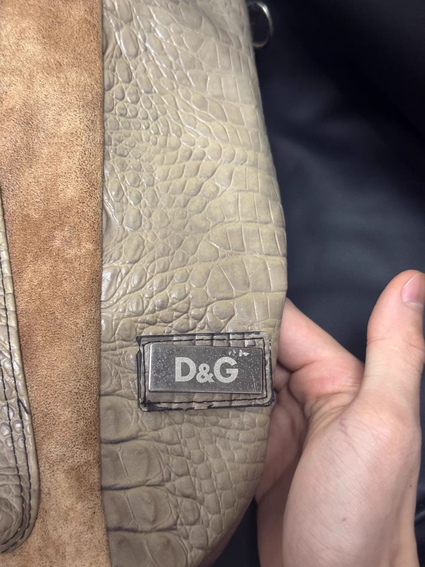 Dolce & Gabbana Dolce & Gabbana Crocodile Suede Leather Panel Tote Bag Size ONE SIZE - 8 Thumbnail