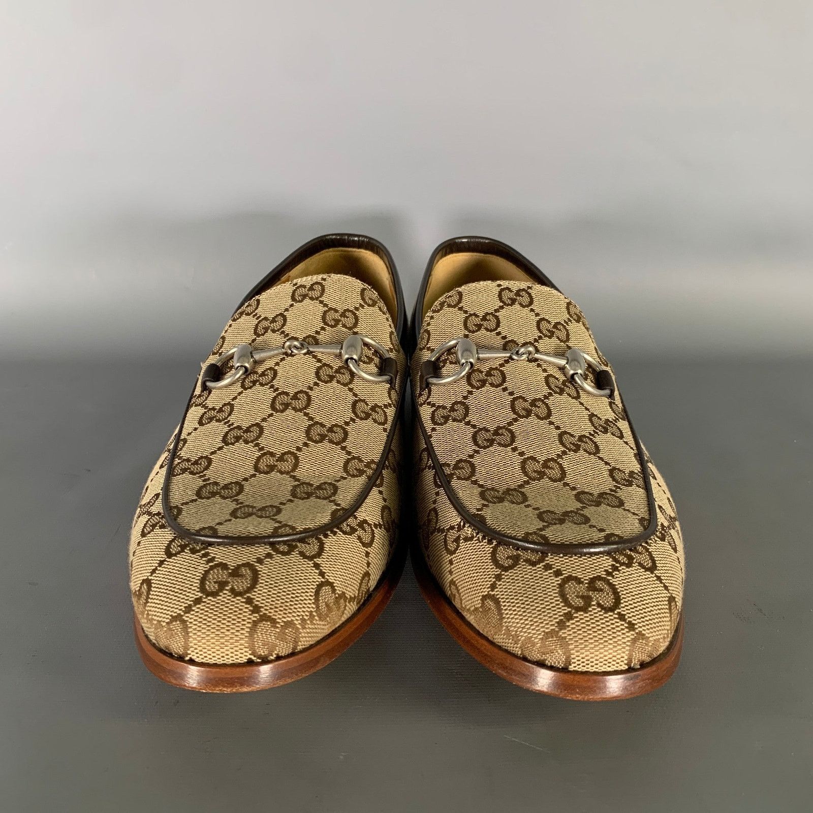 Gucci GUCCI Size 10.5 Brown Tan Monogram Canvas Loafers Size US 10.5 / EU 43-44 - 4 Thumbnail