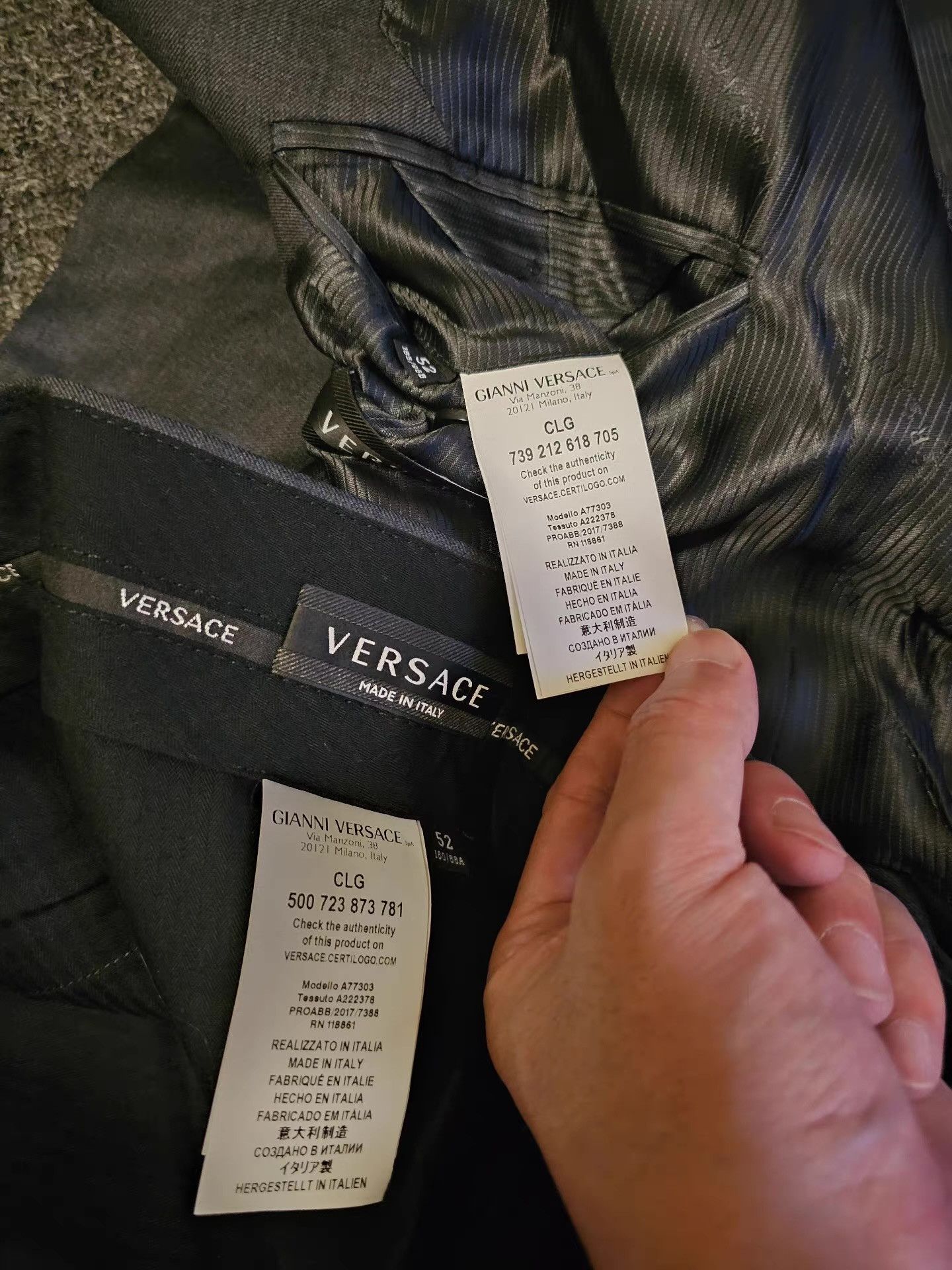 Versace Versace Men's Grey Wool Suit Q4 Size 52R - 6 Thumbnail