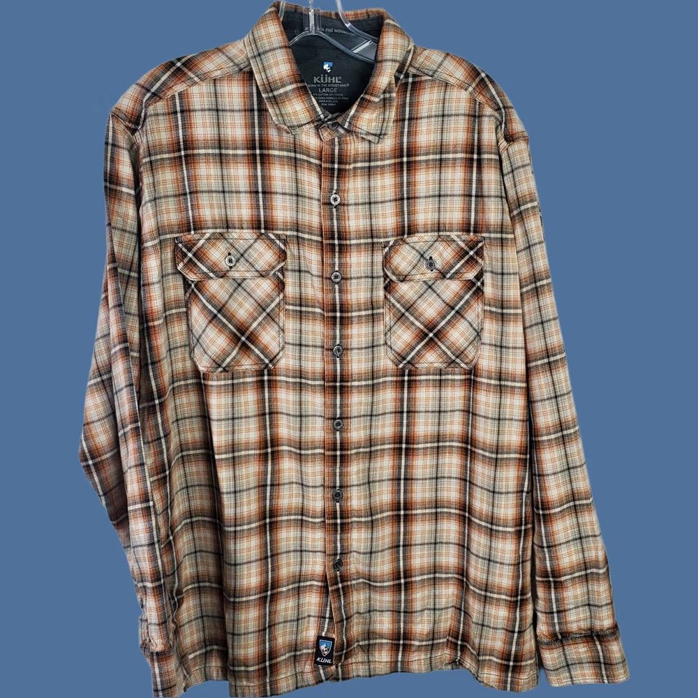 Vintage Kuhl Shirt Mens Large Brown Black Orange Plaid Long Sleeve Outdoors Hiking Casual Size US L / EU 52-54 / 3 - 1 Thumbnail