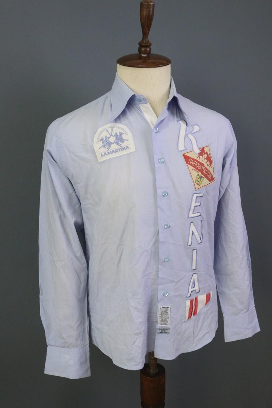 La Martina LA MARTINA Blue Cotton Collared Regular Fit Shirt Size L Size US L / EU 52-54 / 3 - 10 Thumbnail