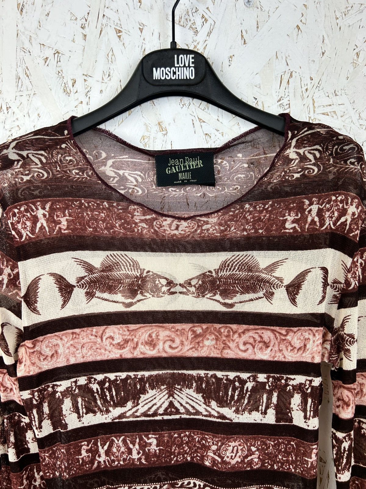 Jean Paul Gaultier Vintage Jean Paul Gaultier Tattoo Print Maille Mesh Top LS Size L / US 10 / IT 46 - 2 Thumbnail