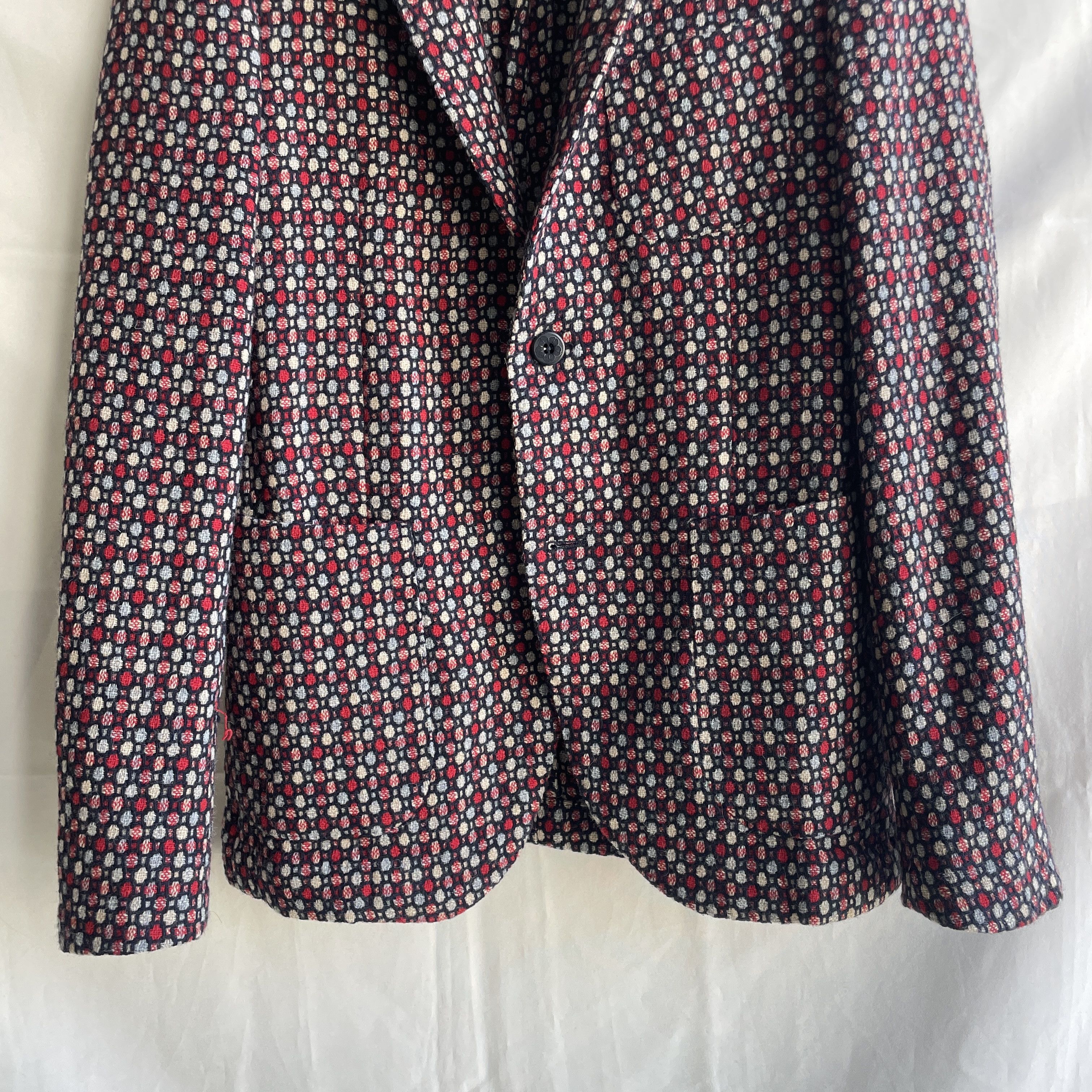 Slowear Montedoro Wool Blend Unstructured Textured Geometric Blazer Size 34R - 6 Thumbnail