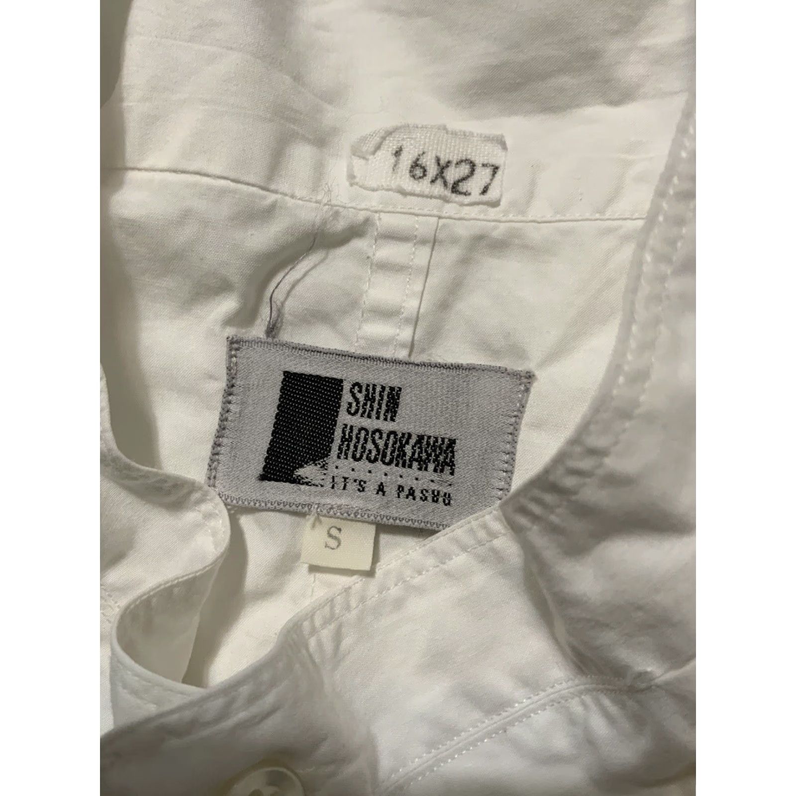 Vintage VINTAGE Shin Hosokawa Pashu Made In Japan White Button Dress Shirt Sz. S 16-27 Mens Womens Boys Girls Size 36R - 3 Thumbnail