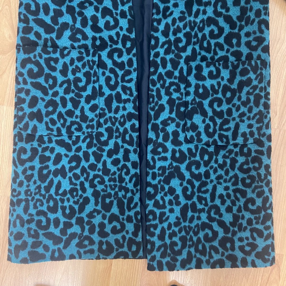 Vintage Helene Berman London Teal Leopard Print Coat Women’s Medium Size M / US 6-8 / IT 42-44 - 8 Thumbnail