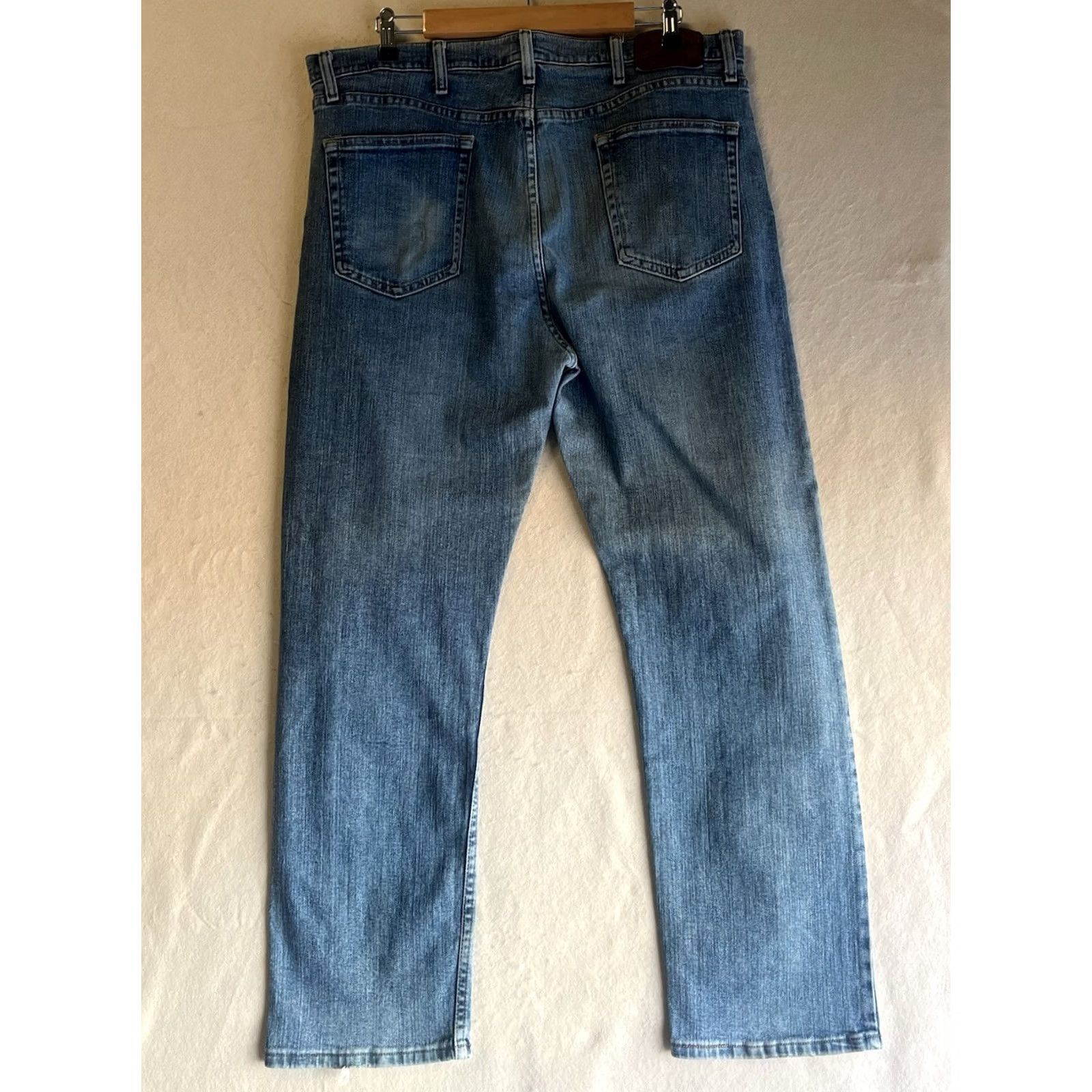 Wrangler Wrangler Jeans Men 38x30 Straight Leg Denim Blue Stretch High Rise Regular Inseam 30 Cowboy Distressed Pockets Logo Button Zipper Authentic Size US 38 / EU 54 - 2 Thumbnail