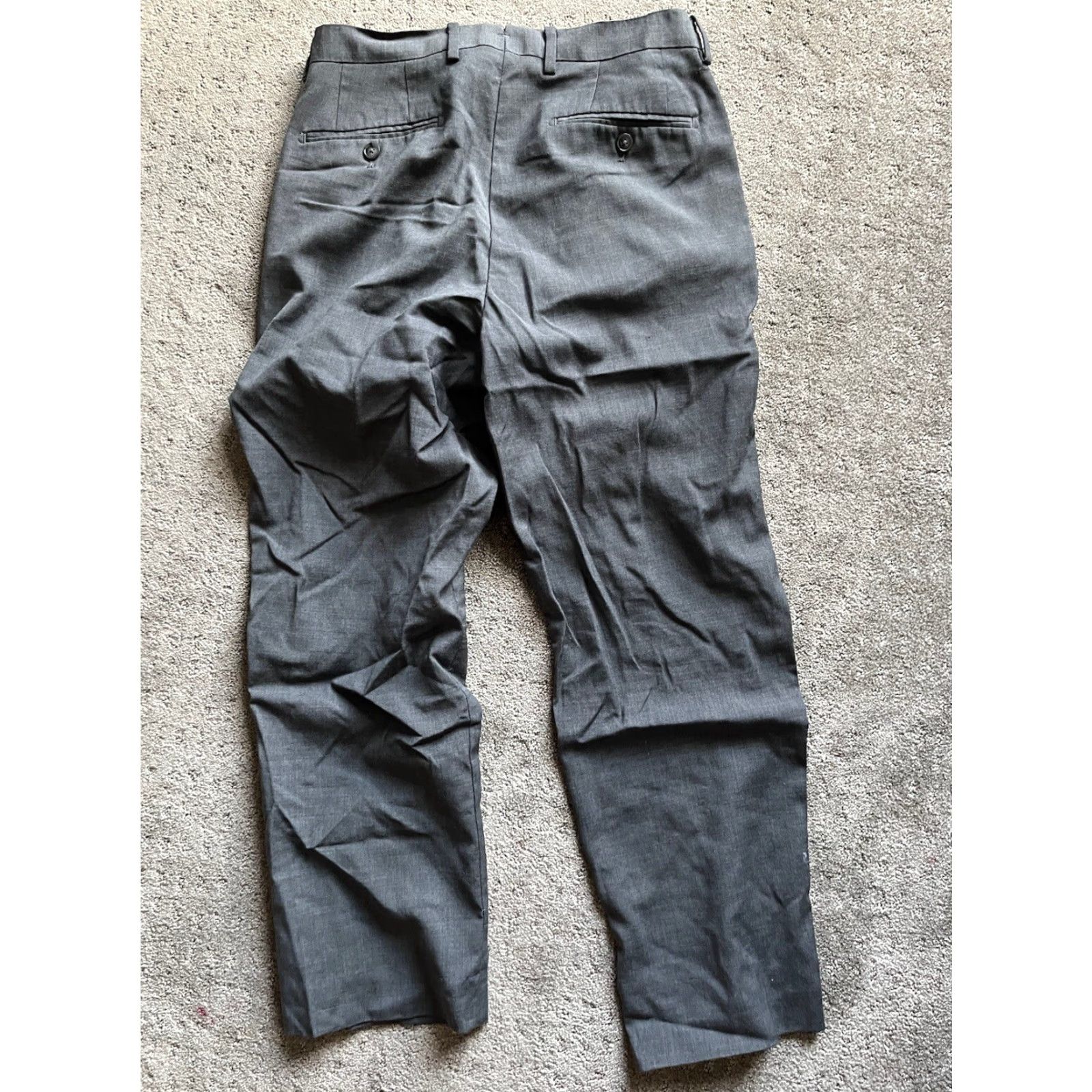 Calvin Klein Calvin Klein Gray Wool Dress Pants 33x27 Flat Front Cuffed Mens Regular Size US 33 - 3 Thumbnail