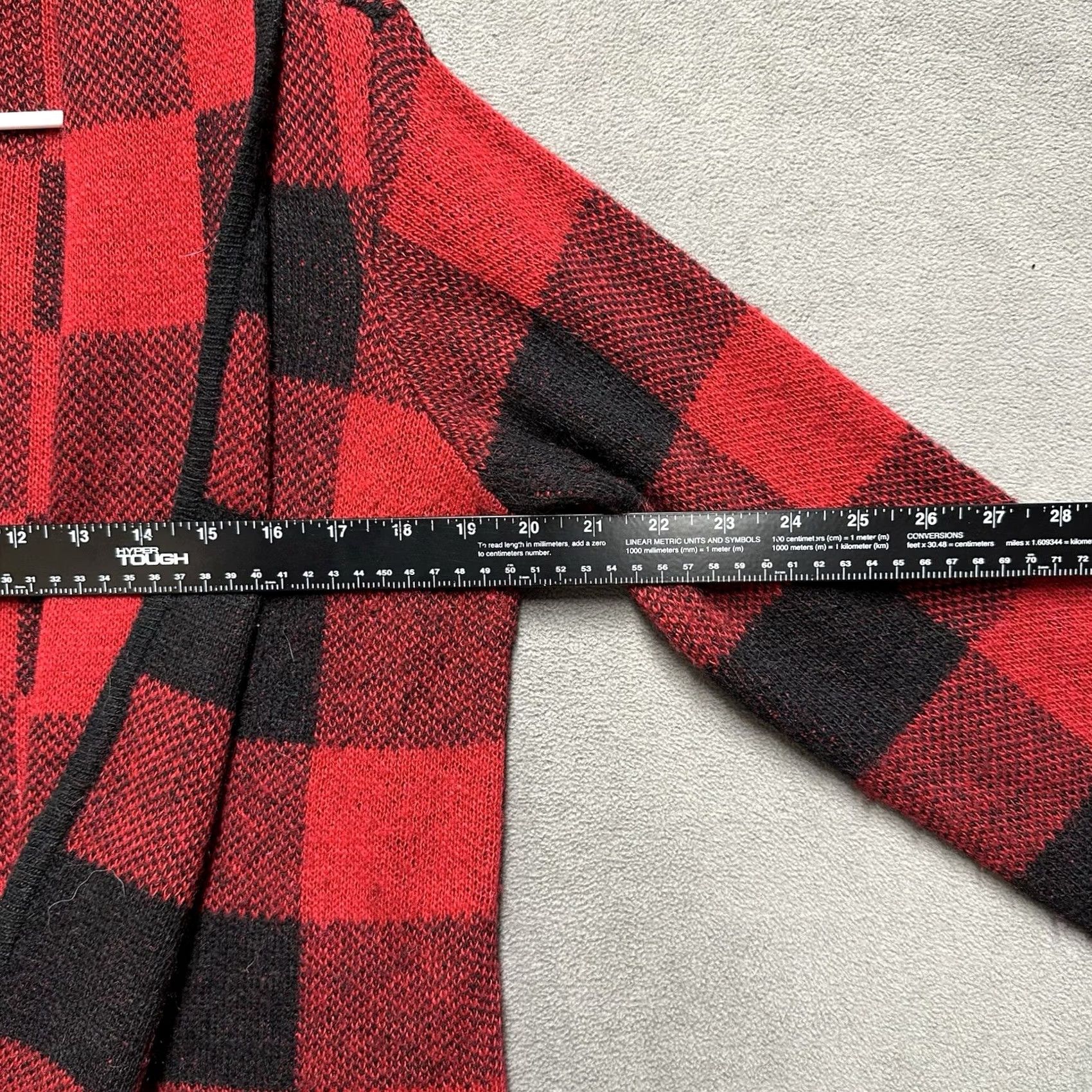 Vintage Ruff Hewn Cardigan Sweater Womens PM Red Open Fringe Wool Alpaca Knit Size M / US 6-8 / IT 42-44 - 6 Thumbnail