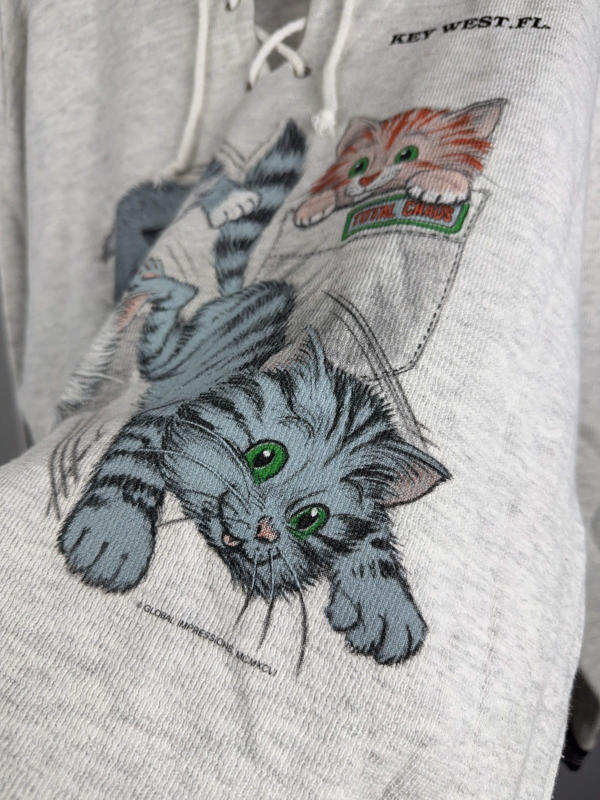 Vintage Vintage 1996 Cat Graphic Hoodie Key West Lace Up 90s Style Size US M / EU 48-50 / 2 - 7 Thumbnail