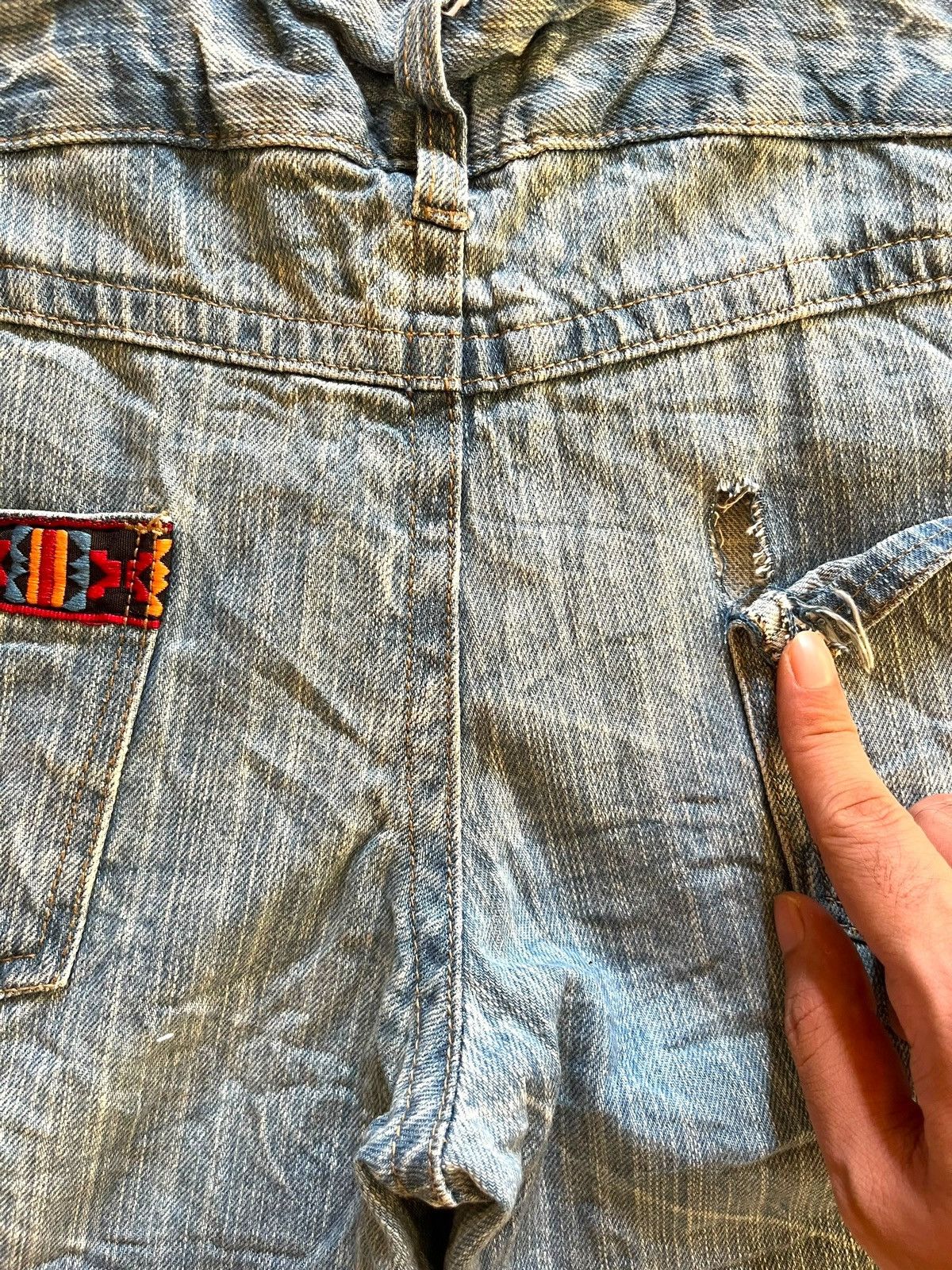 Other Vintage Japanese Brand Distressed Denim Shortalls Overalls Size 33" - 9 Thumbnail