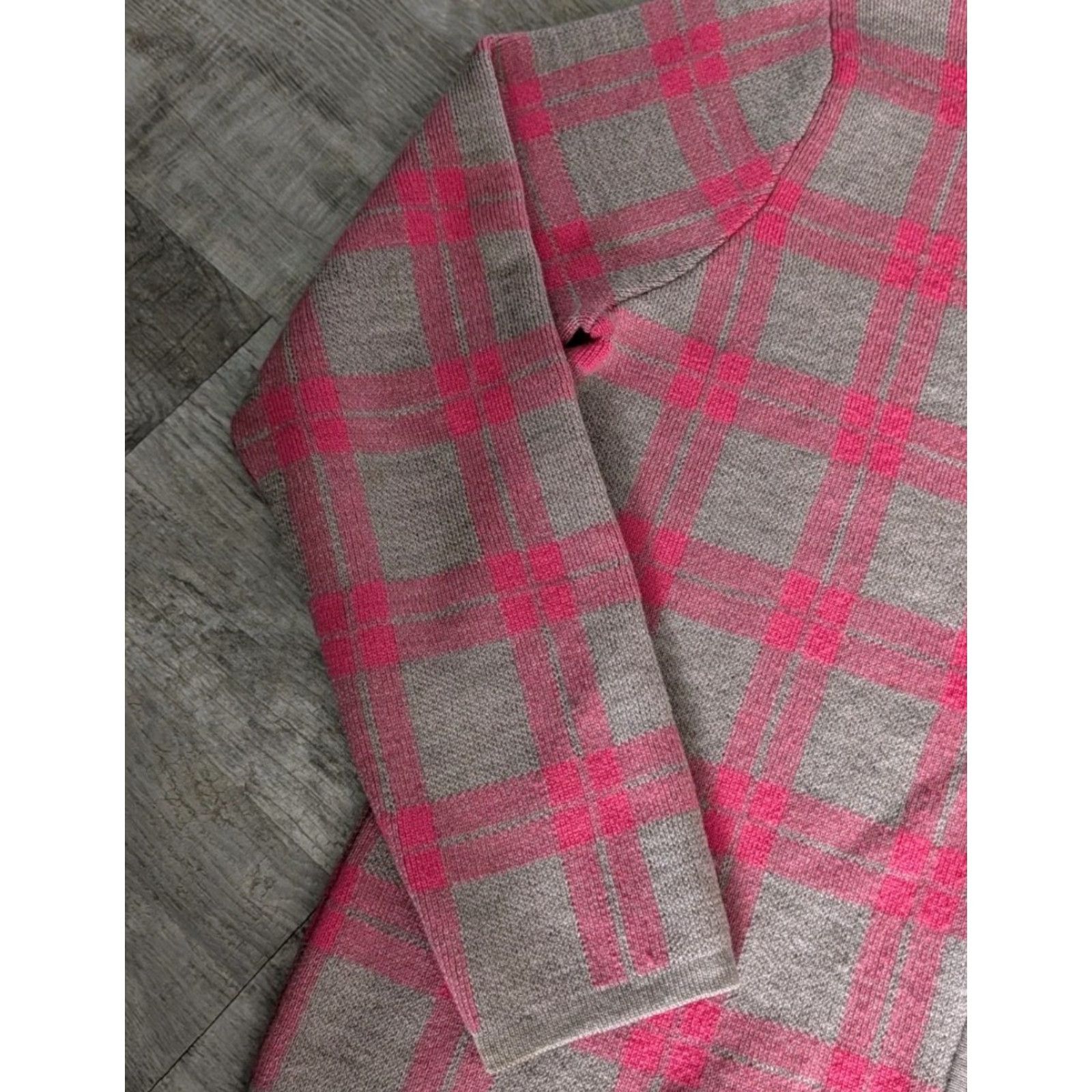 Pendleton VINTAGE Pendleton Merino Wool Full Zip Sweater M Gray Pink Plaid Classic Womens Size M / US 6-8 / IT 42-44 - 3 Thumbnail