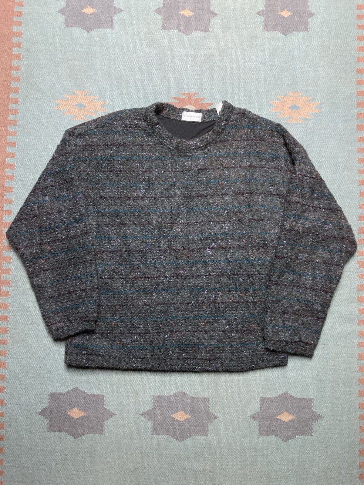 Vintage Vtg Allen Wah sweater mohair lambs wool knit striped large Size US L / EU 52-54 / 3 - 1 Thumbnail