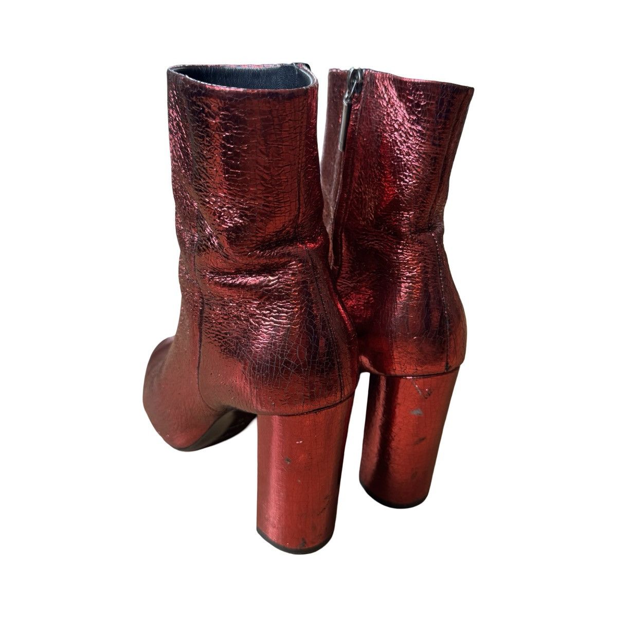 Saint Laurent Paris × Yves Saint Laurent Saint Laurent Paris Lou Crackled Red Metallic Leather Bootie Size US 10 / IT 40 - 4 Thumbnail