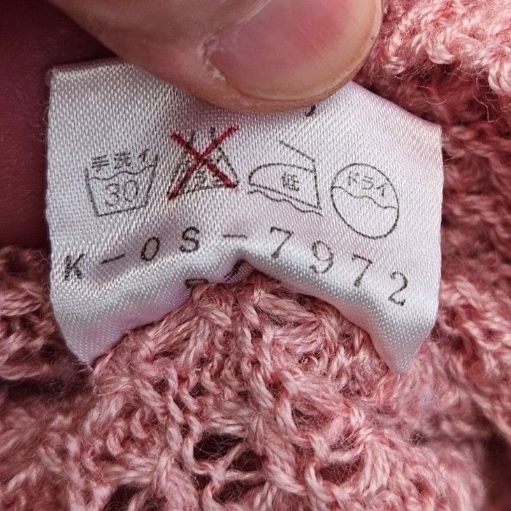 Vintage Vintage 70s Japanese Pastel Pink Lace Knit Floral Cardigan T Size M / US 6-8 / IT 42-44 - 6 Thumbnail