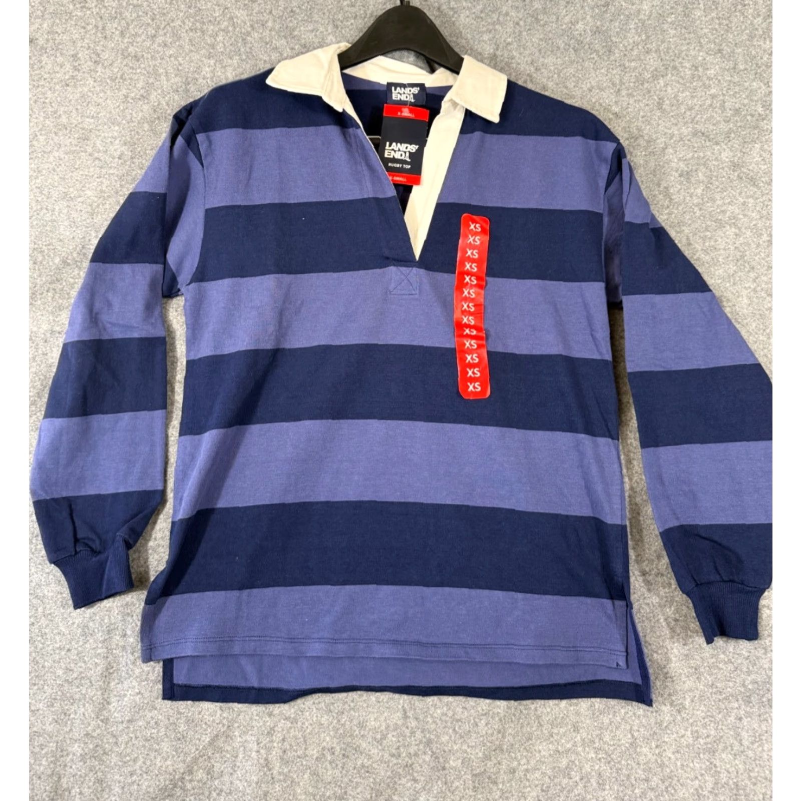 Lands' End Lands' End Rugby Polo Shirt Womens XS Blue Colourblock Long Sleeve Classic Polo Shirt Size XS / US 0-2 / IT 36-38 - 2 Thumbnail