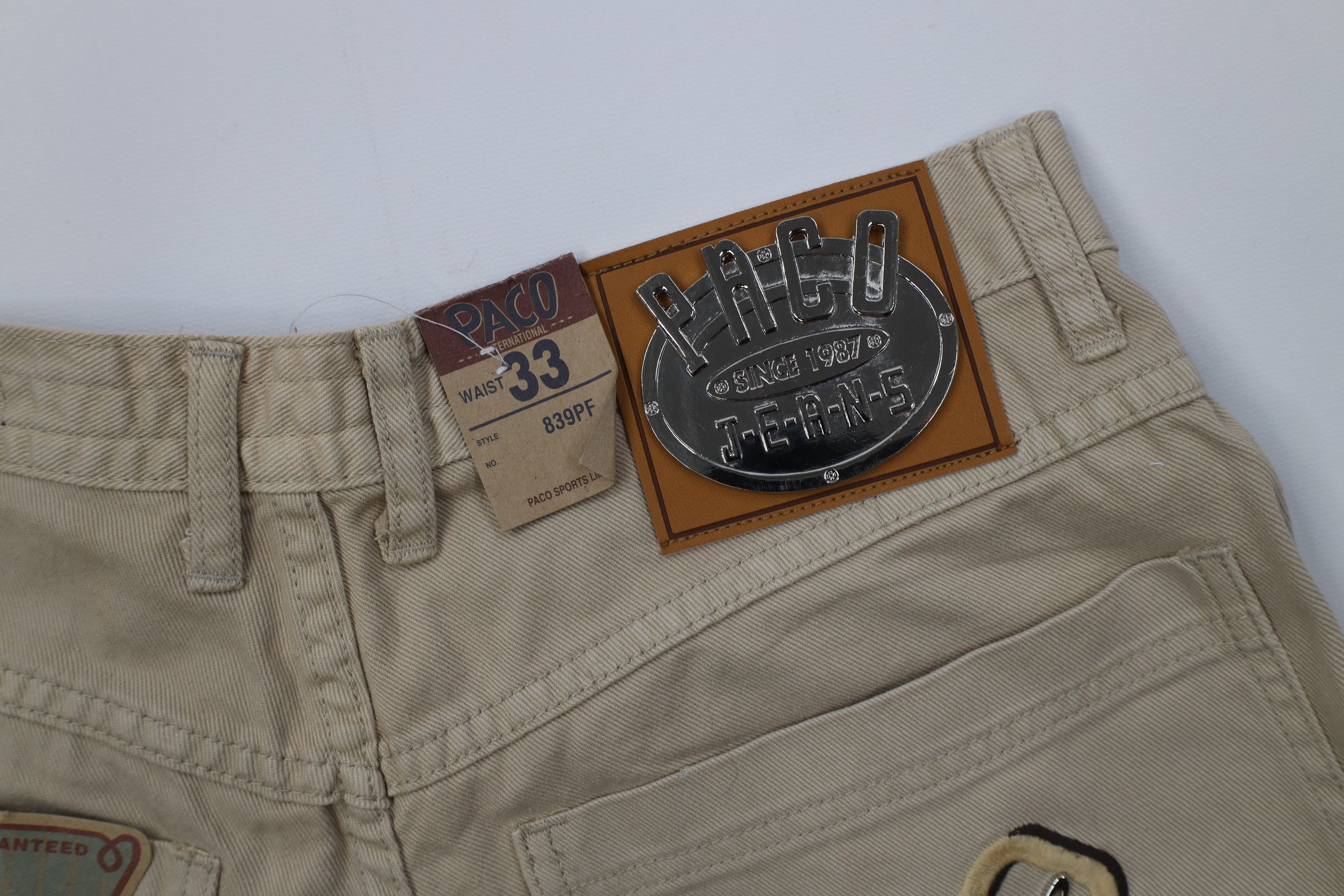 Vintage Deadstock Vintage 90s Paco Hip Hop Denim Jean Shorts Tan Size US 33 - 15 Thumbnail