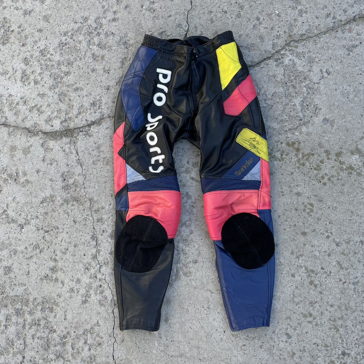 Leather × Vintage Vintage Leather Pants Moto Pro Sports Y2K 90s USA style Size US 31 - 1 Thumbnail