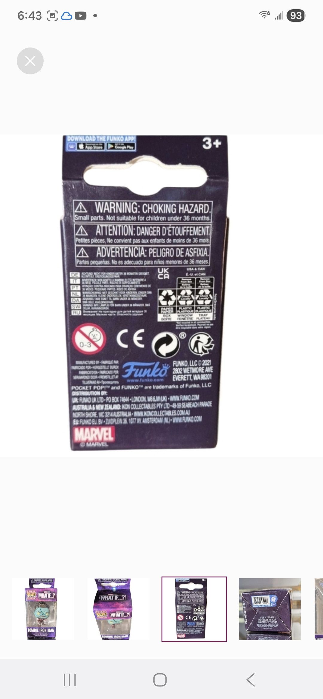 Other Funko × Marvel What If..?Zombie Iron Man Pocket POP Keychain Size ONE SIZE - 3 Thumbnail