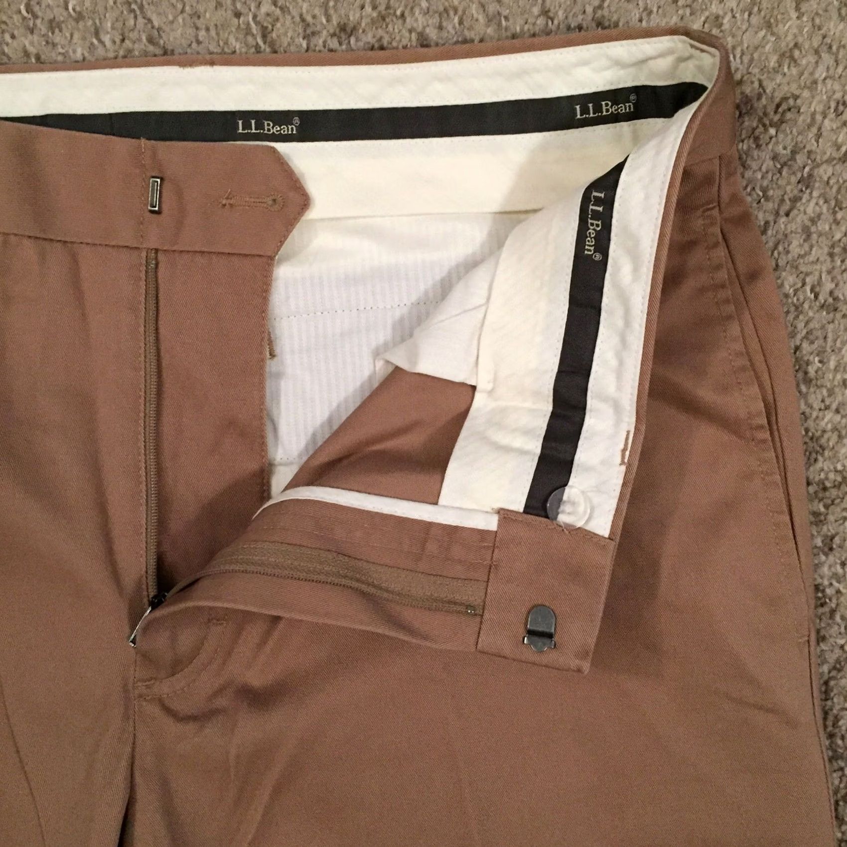 Vintage L.L. Bean Mens Pants Size 36 Dress Chino Beige Dark Flat Front Size US 36 / EU 52 - 4 Thumbnail