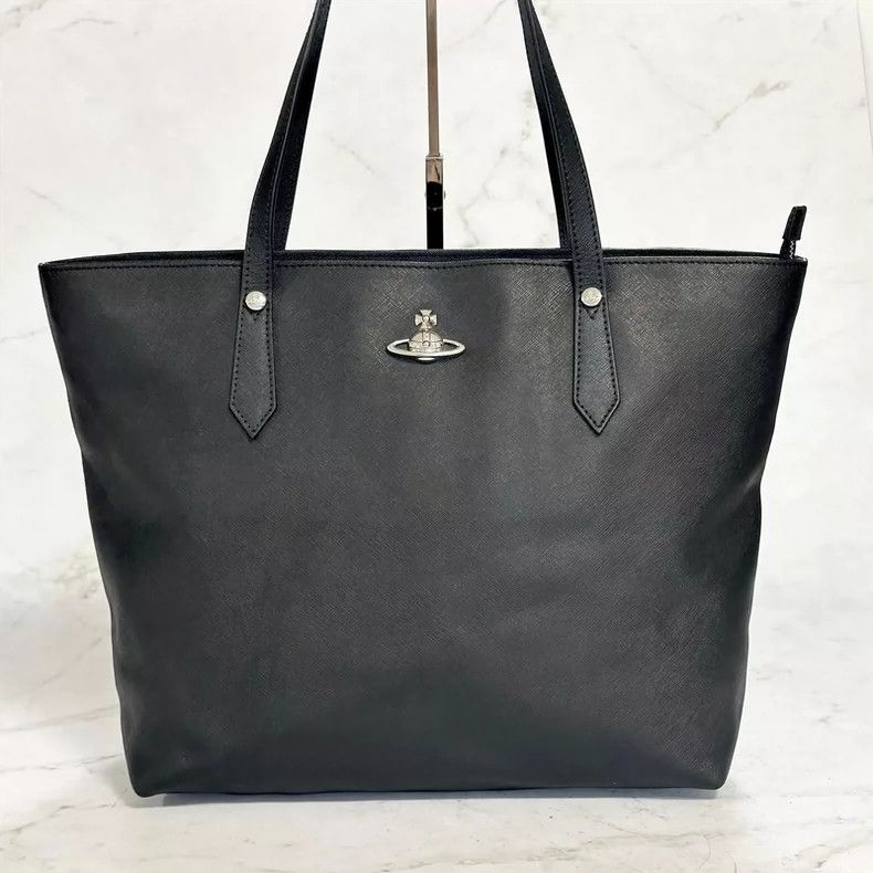 Vivienne Westwood Vivienne Westwood size os Black leather Saturn tote bag Size ONE SIZE - 1 Thumbnail