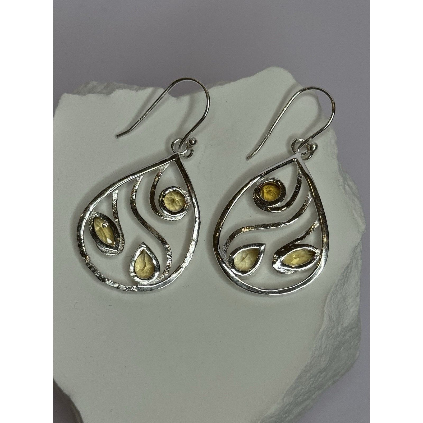 Jewelry 925 STERLING SILVER CITRINE EARRINGS LENGTH 1.8 INCH Size ONE SIZE - 6 Thumbnail