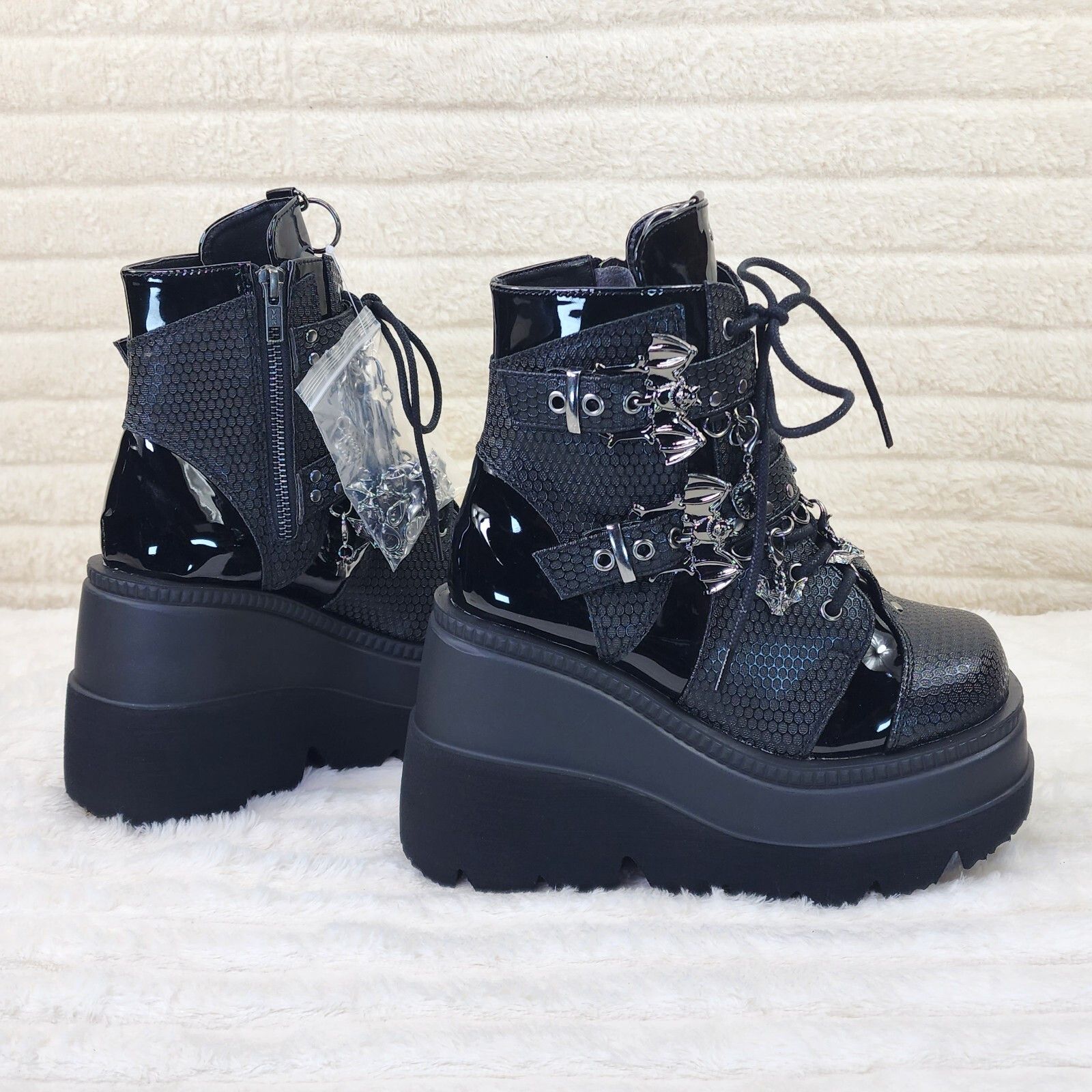 Other Shaker 66 Black Matte / Patent Platform 4.5" Wedge Heel Char Size US 11 / IT 41 - 1 Thumbnail