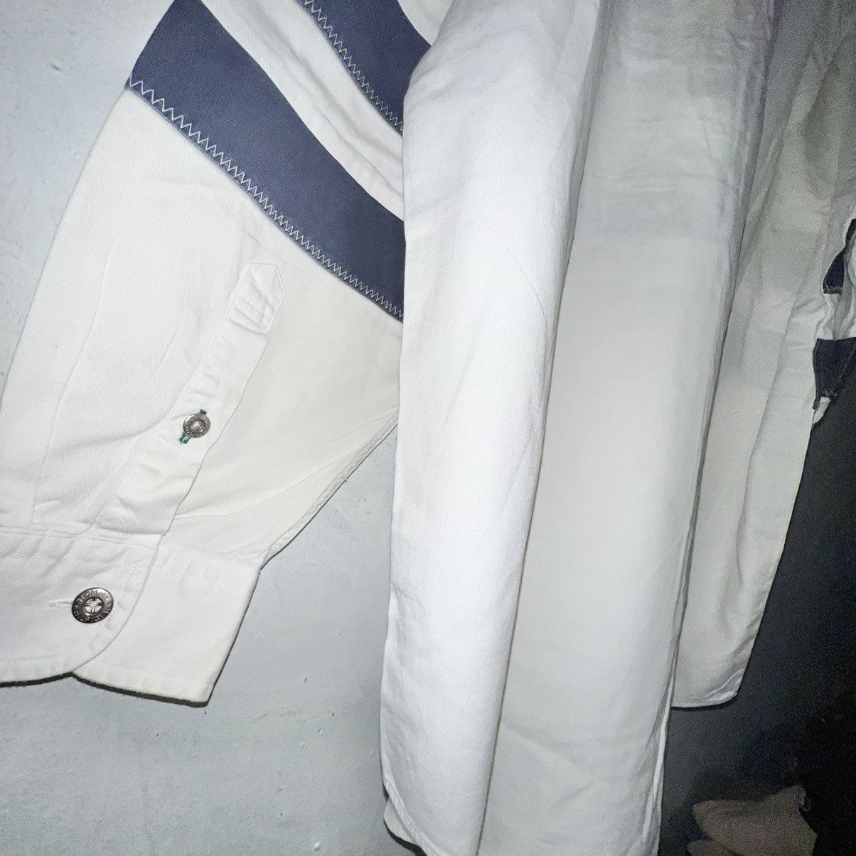 Tommy Hilfiger × Vintage 90s vintage Tommy Hilfiger button up white navy long sleeve Size US L / EU 52-54 / 3 - 7 Thumbnail