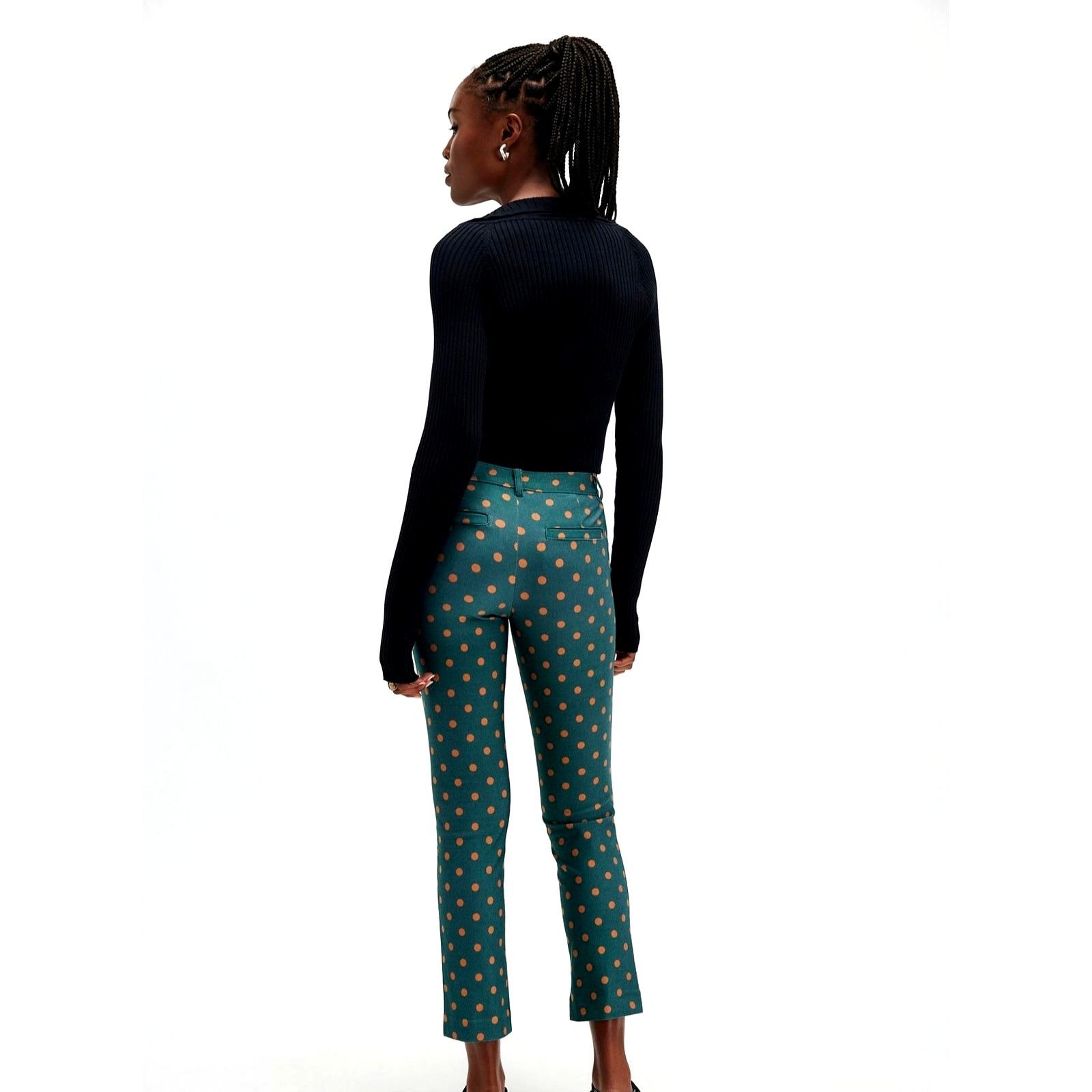 Free People Free People Molly Printed Slim Pants Emerald Polka Dots 12 Size 34" / US 12 / IT 48 - 4 Thumbnail