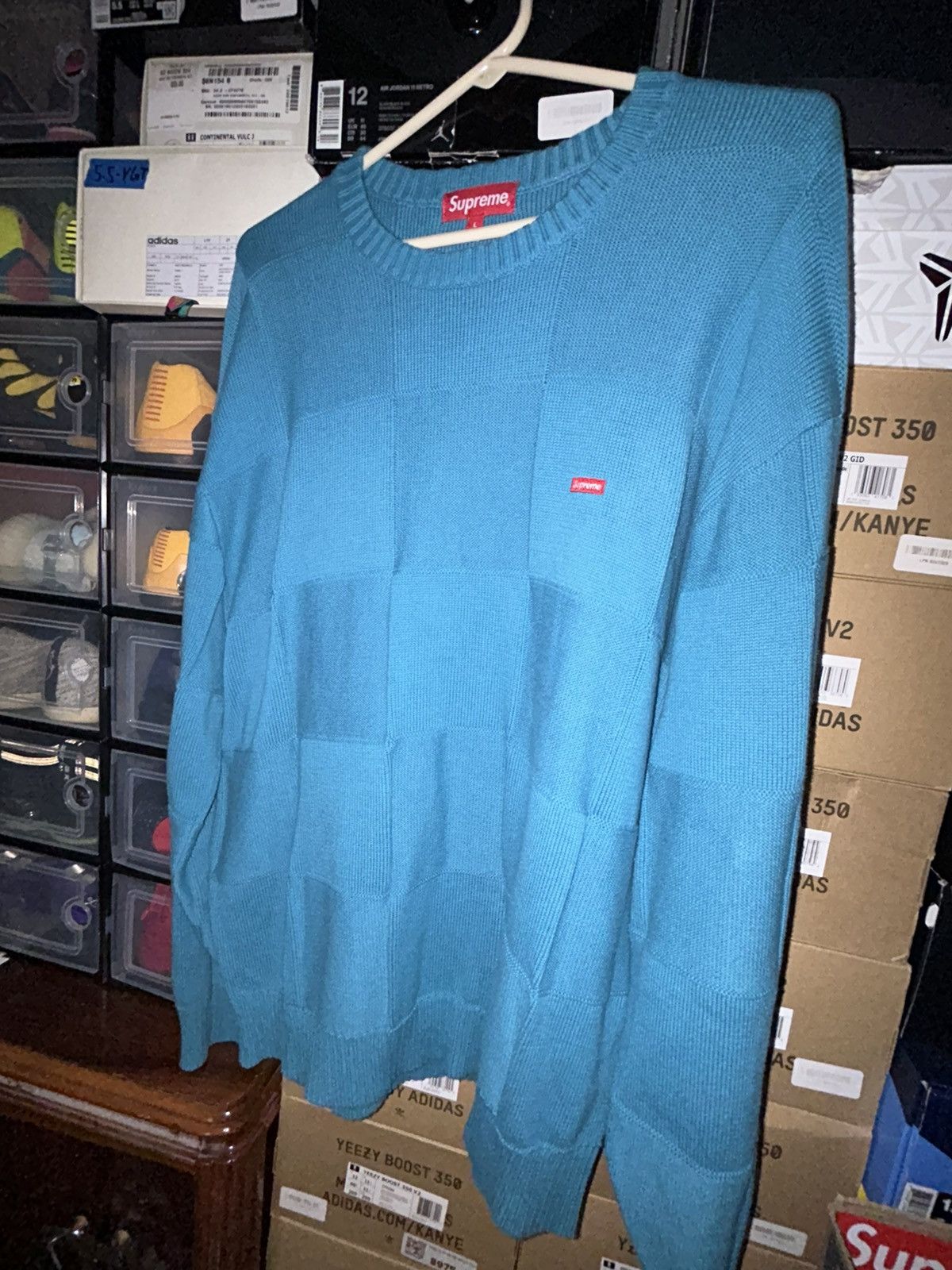 Supreme Supreme Tonal Checkerboard Small Box Sweater SS21 Blue Large Size US L / EU 52-54 / 3 - 3 Thumbnail