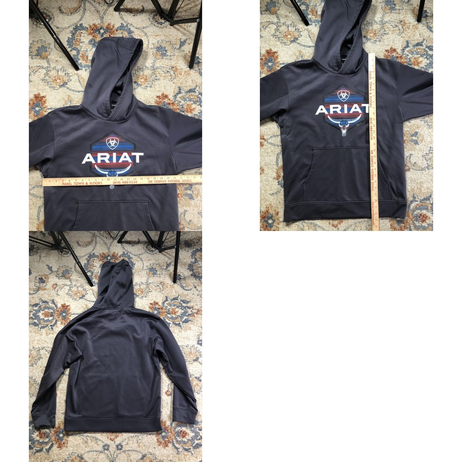 Ariat Ariat Hoodie Mens Small Gray Fleece Pullover Graphic Print Western Bull Skull Logo Kangaroo Pocket Crew Neck Sleeve Long Size US S / EU 44-46 / 1 - 8 Thumbnail