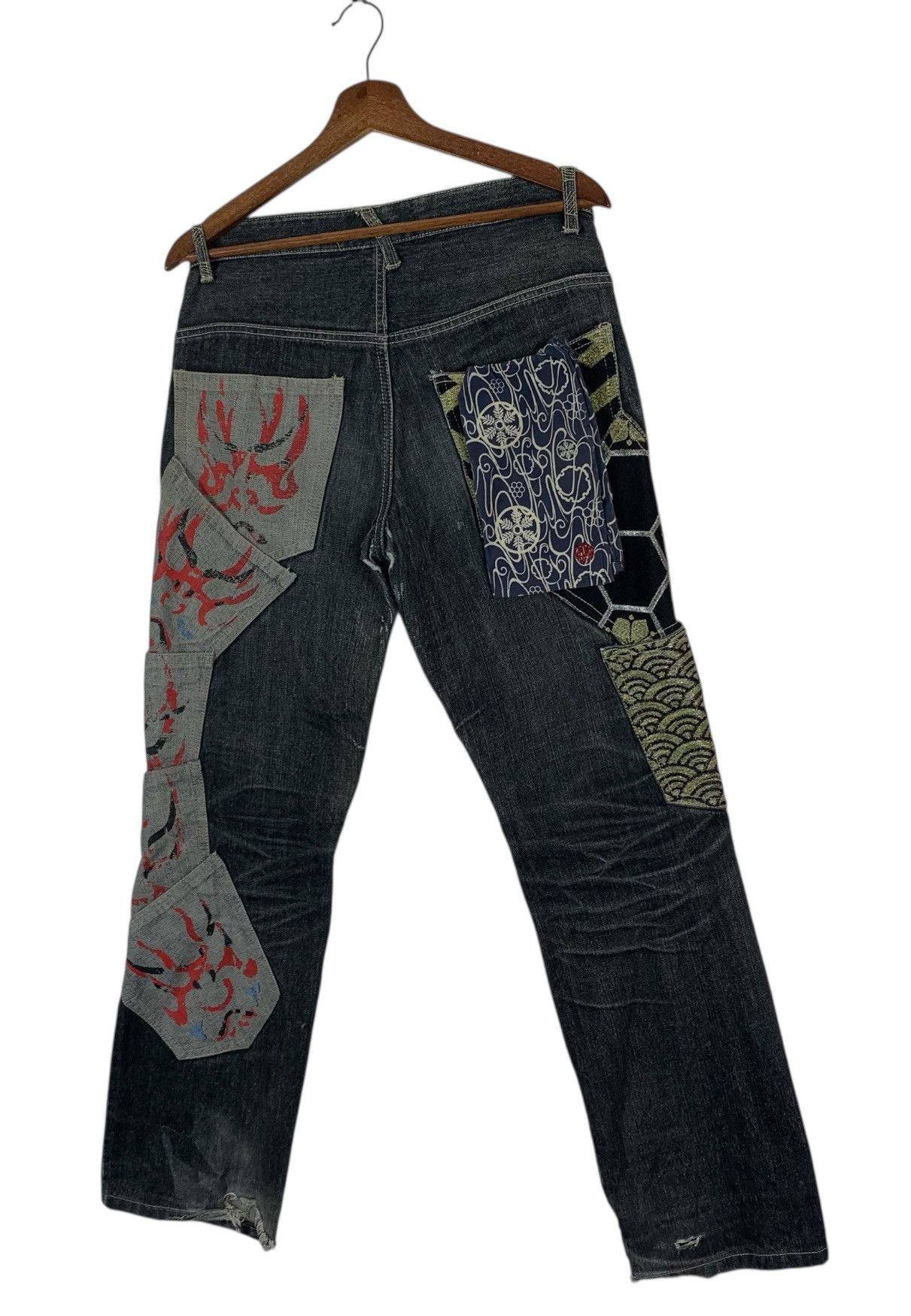 Kapital JAPANESE BRAND GUMU STYLE PATCHWORK POCKET DENIM PANTS Size US 30 / EU 46 - 2 Thumbnail