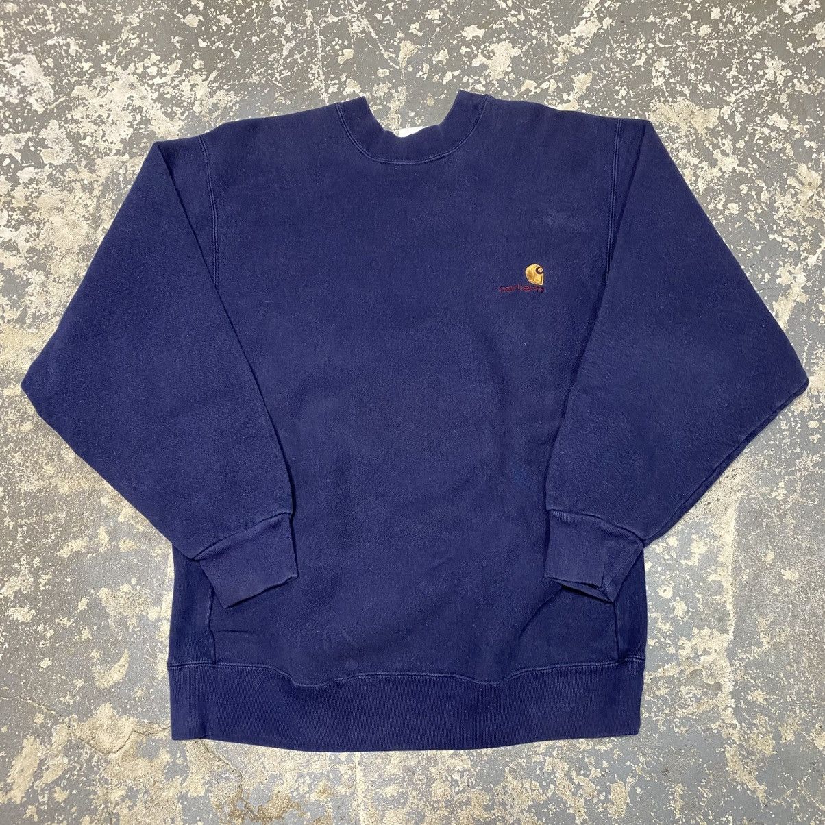 Carhartt × Vintage Vintage Carhartt Reverse Weave Navy Crewneck Sweatshirt Size US L / EU 52-54 / 3 - 1 Thumbnail
