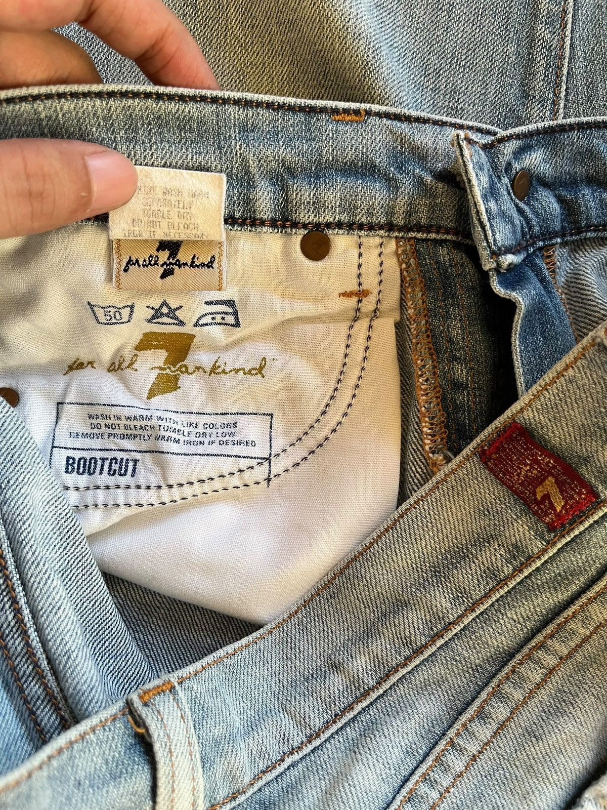 7 For All Mankind Vintage 7 For All Mankind Faded Wash Distressed Flare Jeans Size 29" - 10 Thumbnail
