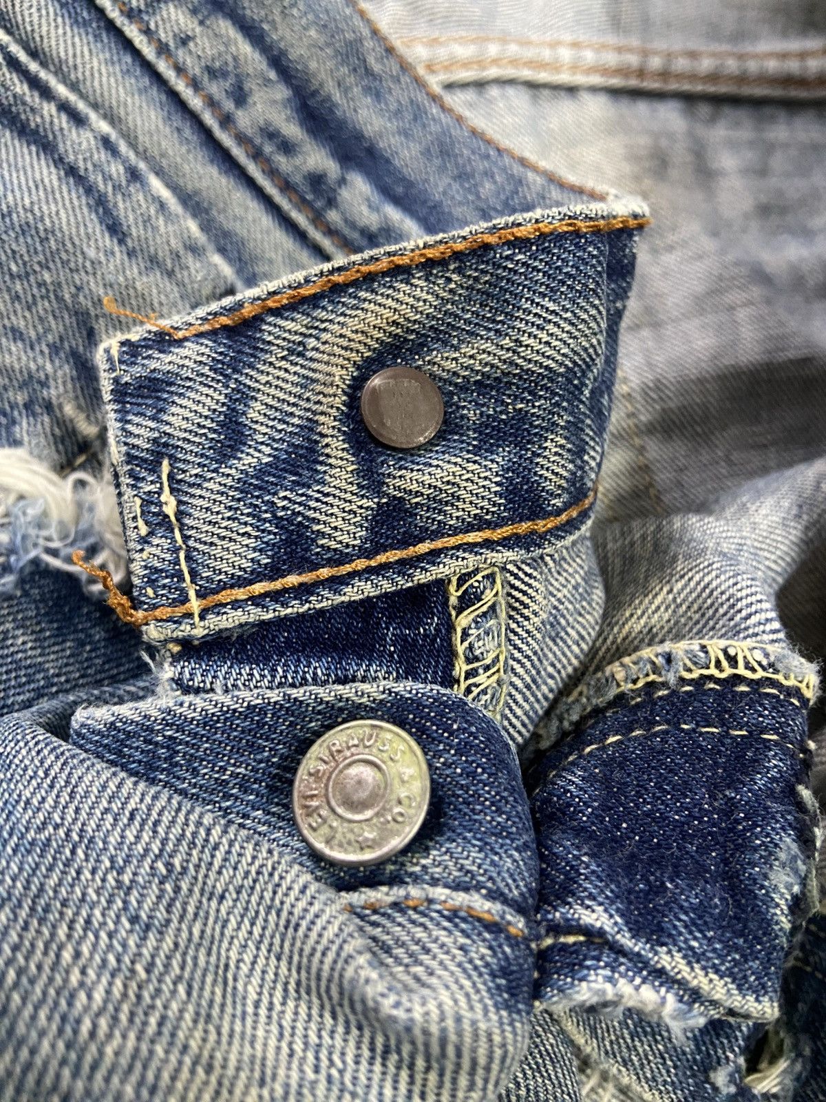 Levi's Vintage 70s Levis 501 Selvedge Jeans Shorts Distressed Size US 30 / EU 46 - 3 Thumbnail