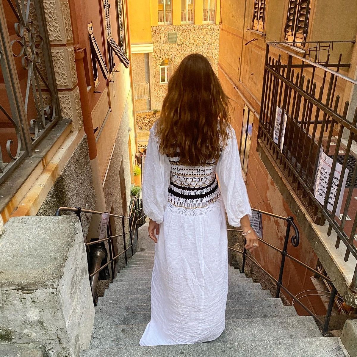 Other NINALEUCA Crochet Boho Dress–White Linen Maxi with Knit Top Size M / US 6-8 / IT 42-44 - 4 Thumbnail
