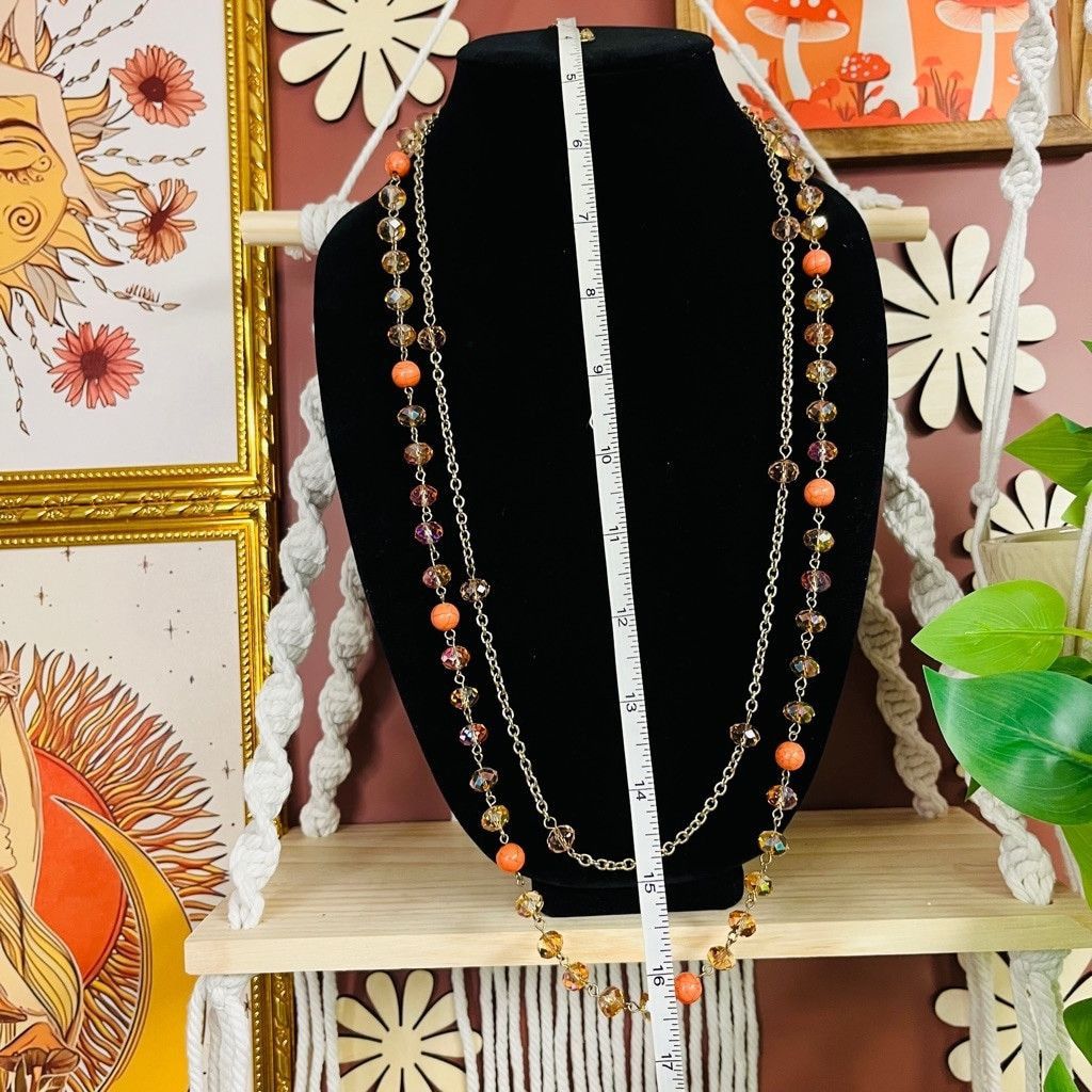Jewelry Erica Lyons Beaded Chain Necklace 2 Layer Orange Size ONE SIZE - 5 Thumbnail