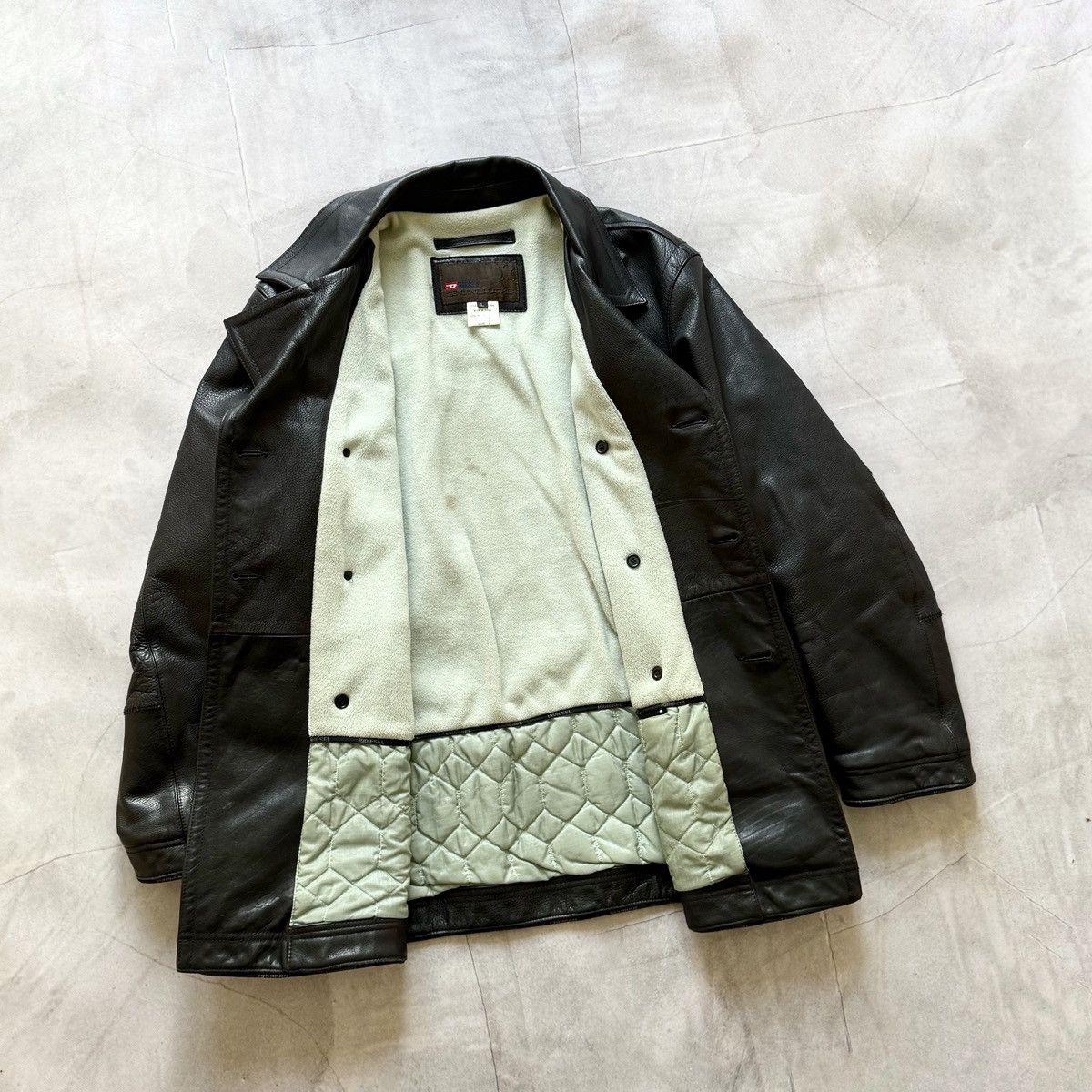 Diesel Vintage 90s Diesel Double Breasted Coat Leather Y2K Jacket Size US L / EU 52-54 / 3 - 9 Thumbnail