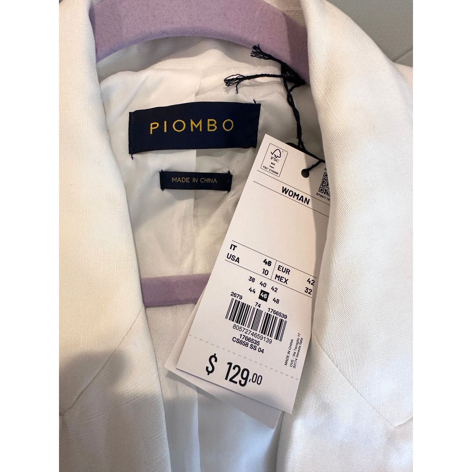 PIOMBO Piombo Womens Double Breasted Blazer White 10 Size L / US 10 / IT 46 - 15 Thumbnail