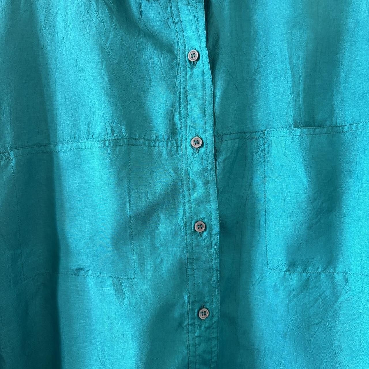 Diane von Furstenberg Diane Von Furstenberg DVF 80s Vintage Aqua Button Up Blouse Size M / US 6-8 / IT 42-44 - 4 Thumbnail