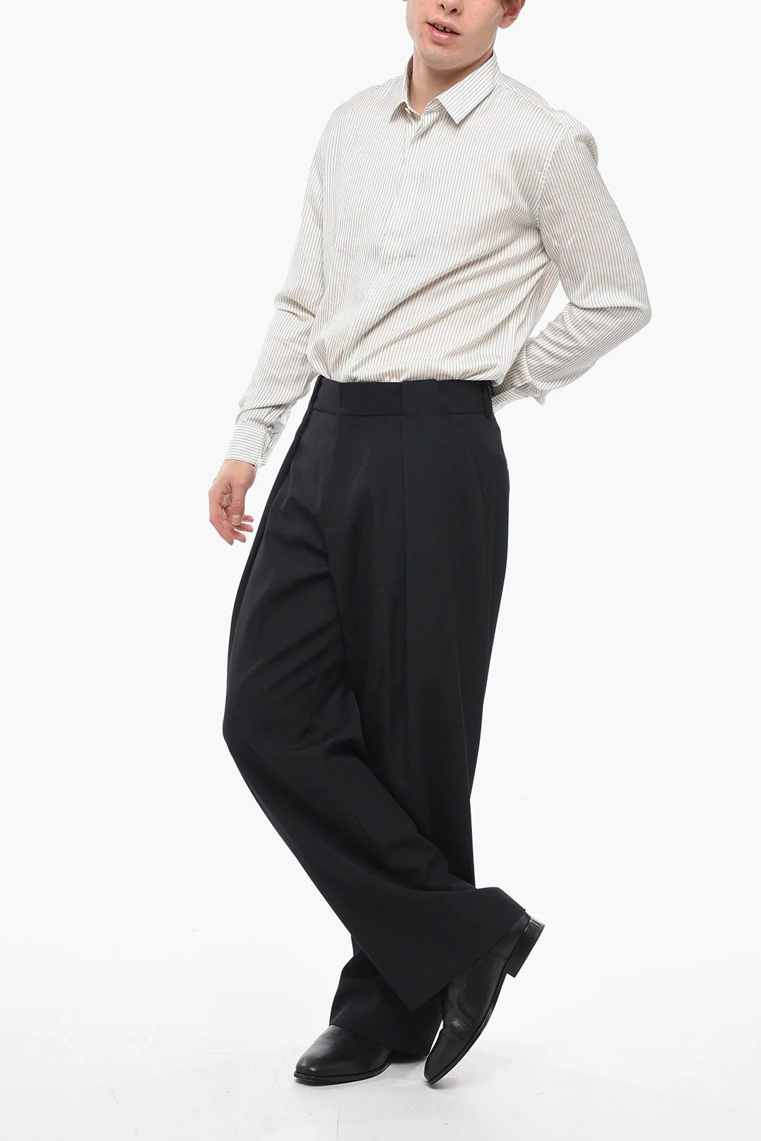 Balmain og1mm0326 Wool Wide-Leg Pant in Black Size US 32 / EU 48 - 4 Thumbnail